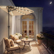 9 Feet Half Patio Umbrella with Solar LED Lights, Waterproof Half Market Umbrella