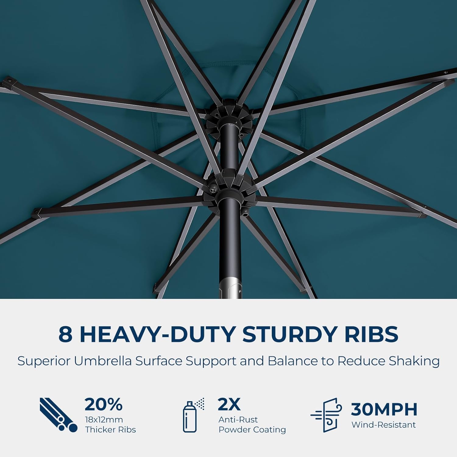 9 Feet Solar Patio Umbrella LED Lighted Market Umbrella with Crank & Push Button Tilt