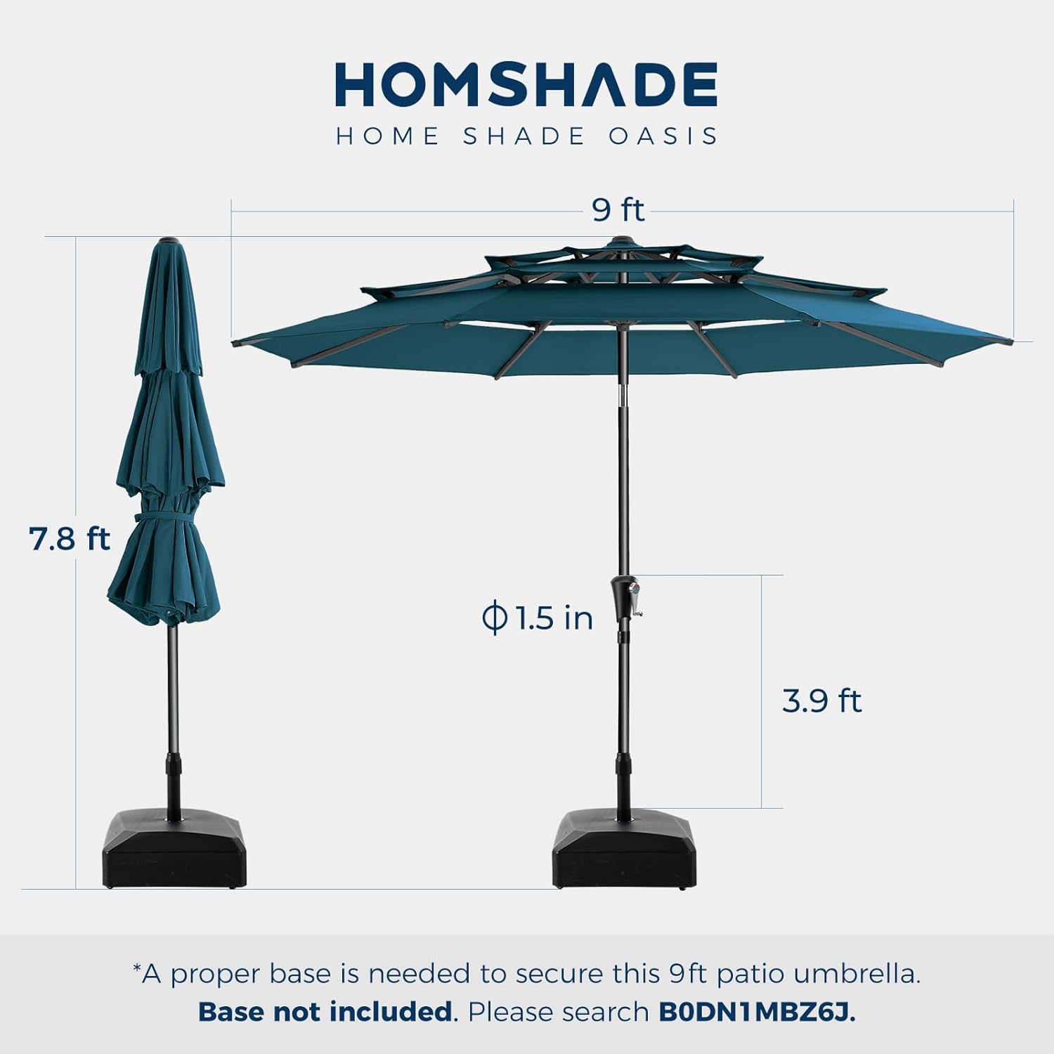 9 Feet 3-Tiers Outdoor Patio Umbrella Push Button Tilt & Crank with 5-Year Fade Resistant