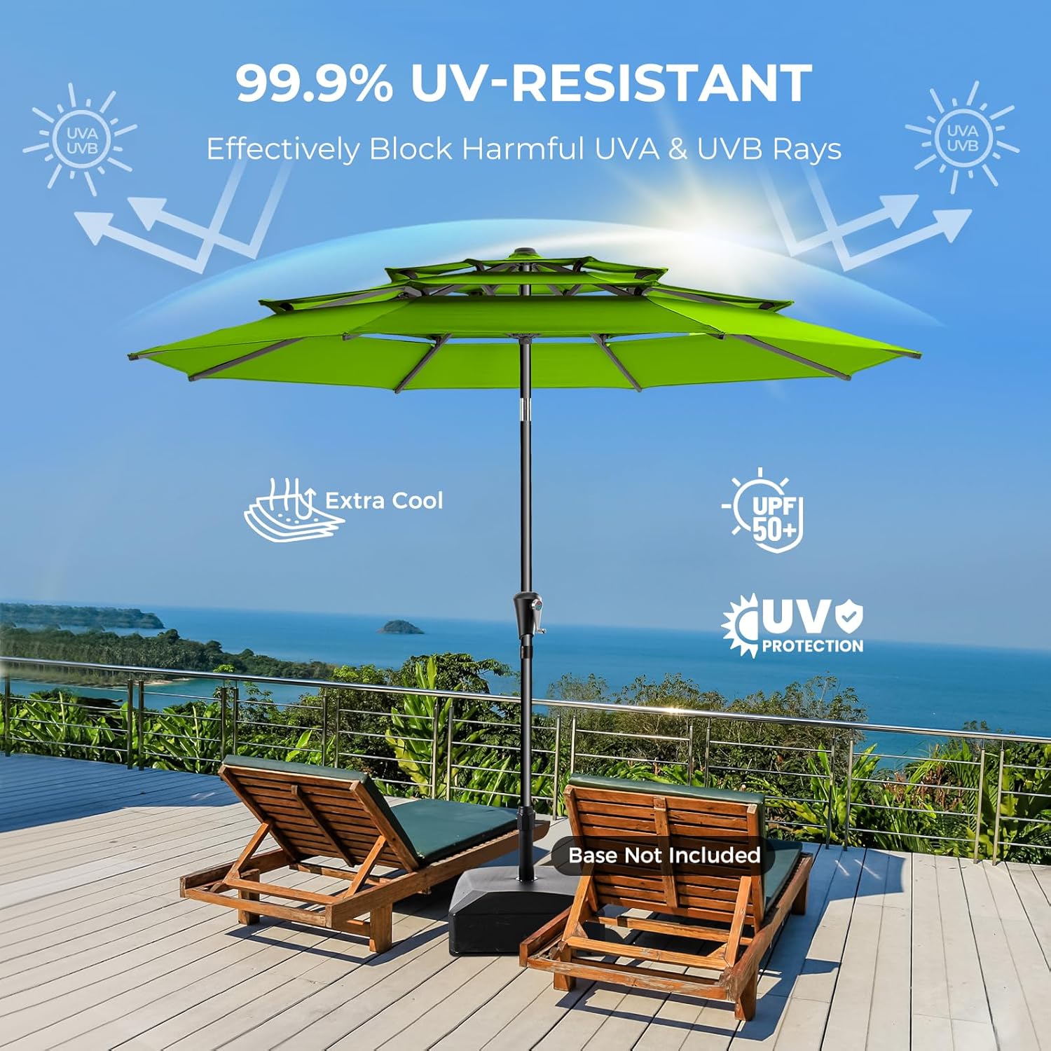9 Feet 3-Tiers Outdoor Patio Umbrella Push Button Tilt & Crank with 5-Year Fade Resistant
