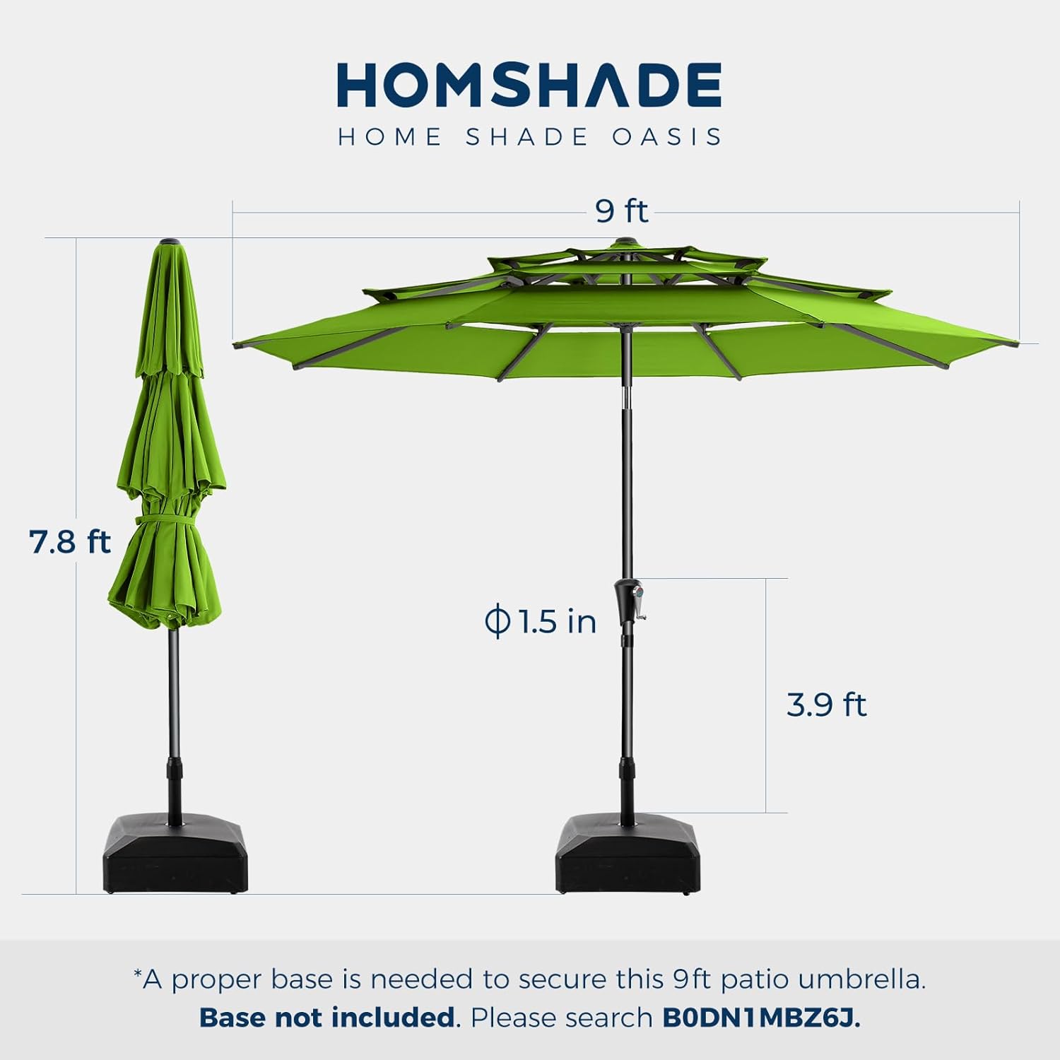 9 Feet 3-Tiers Outdoor Patio Umbrella Push Button Tilt & Crank with 5-Year Fade Resistant