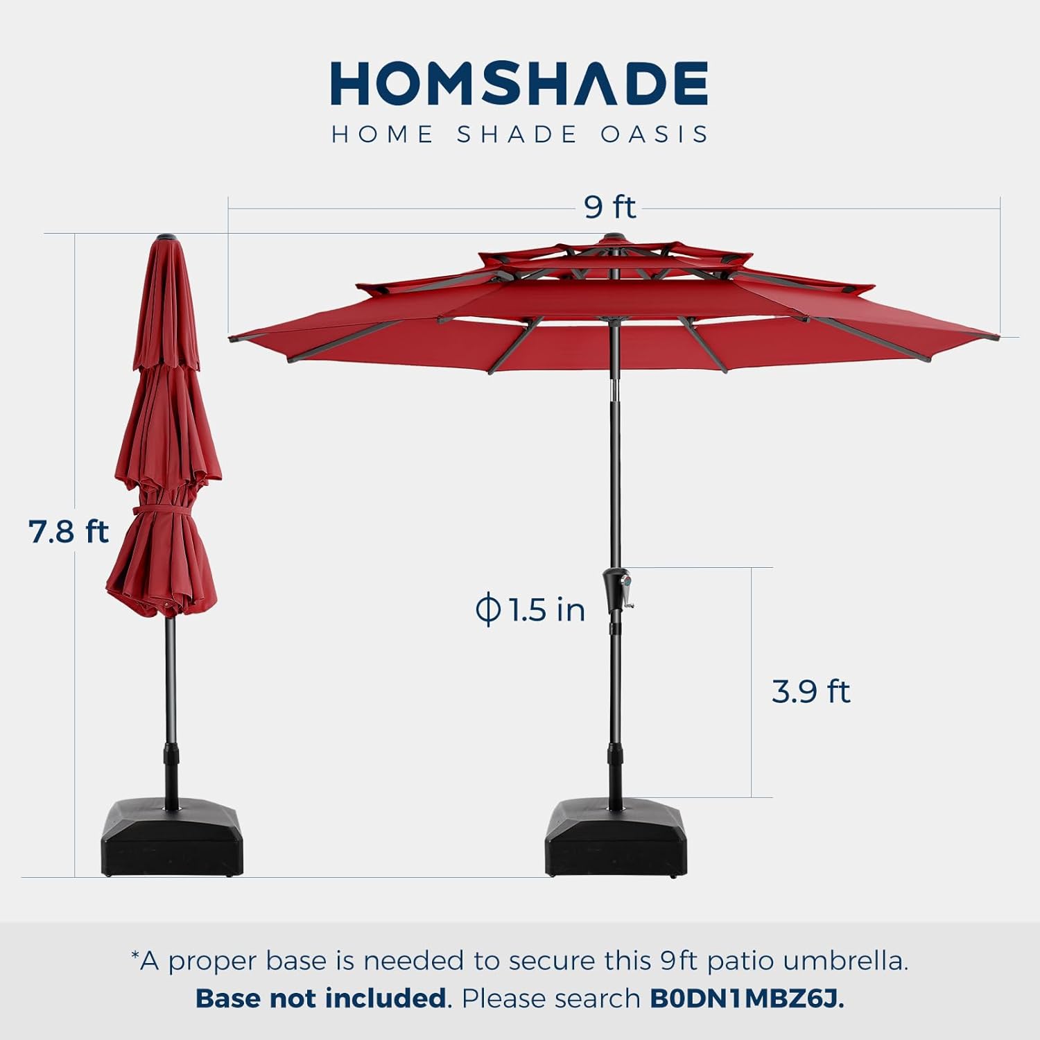 9 Feet 3-Tiers Outdoor Patio Umbrella Push Button Tilt & Crank with 5-Year Fade Resistant