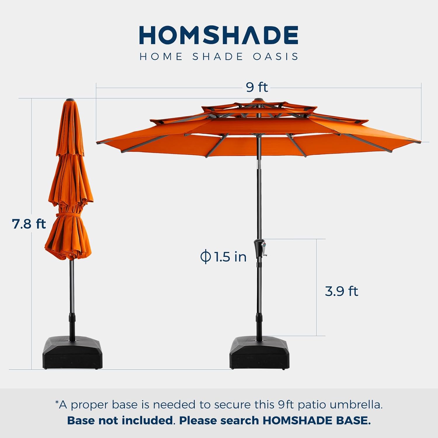 9 Feet 3-Tiers Outdoor Patio Umbrella Push Button Tilt & Crank with 5-Year Fade Resistant