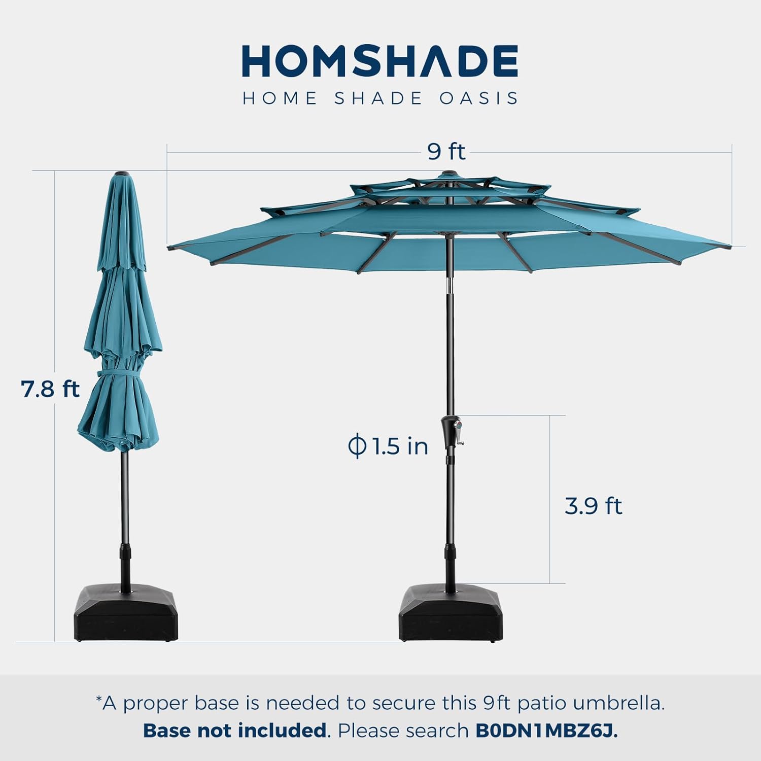 9 Feet 3-Tiers Outdoor Patio Umbrella Push Button Tilt & Crank with 5-Year Fade Resistant