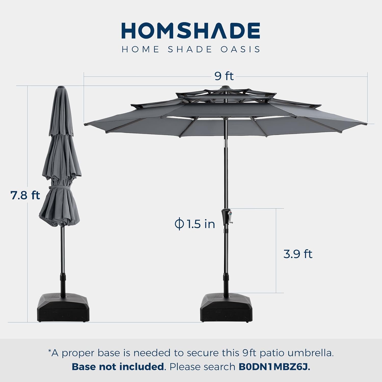 9 Feet 3-Tiers Outdoor Patio Umbrella Push Button Tilt & Crank with 5-Year Fade Resistant
