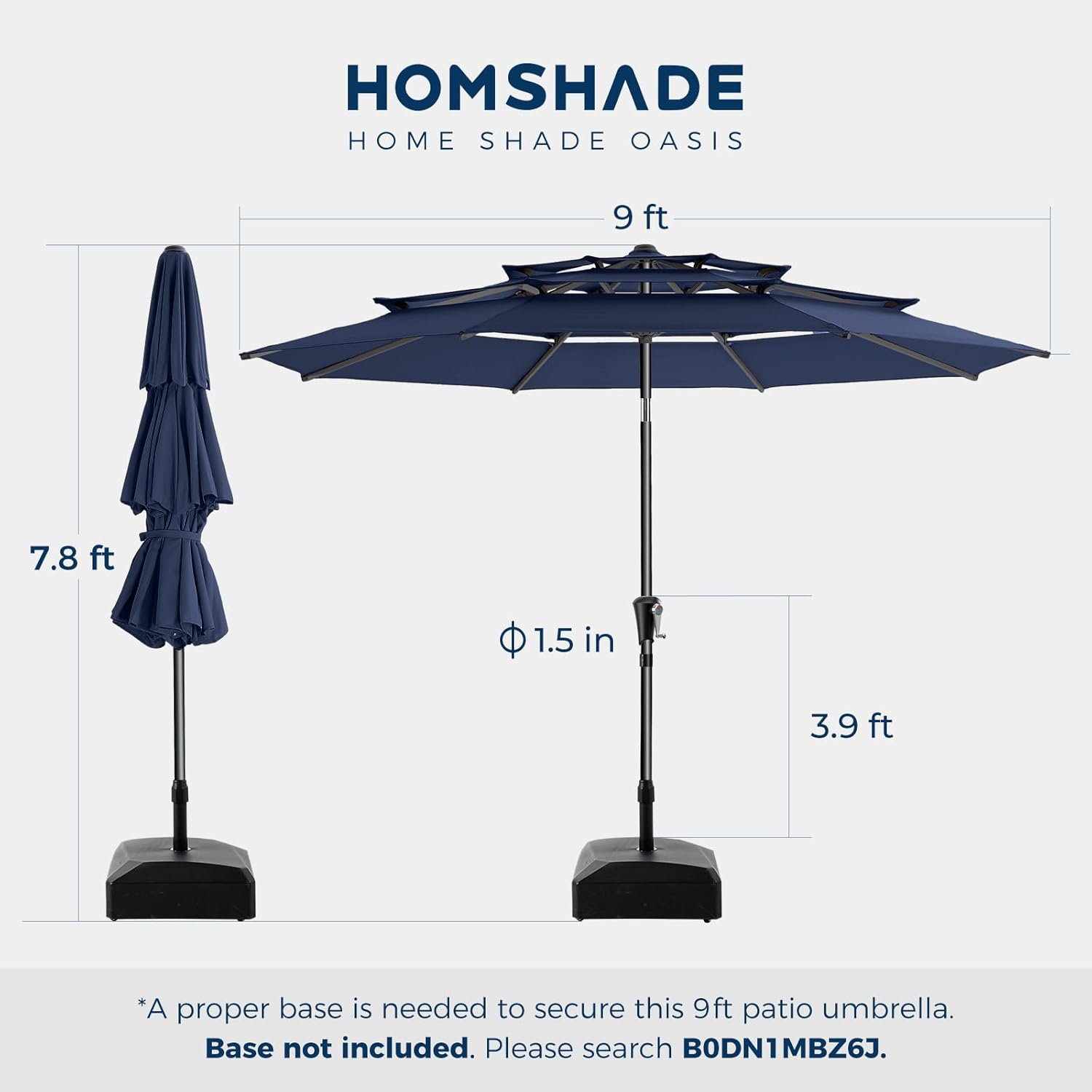 9 Feet 3-Tiers Outdoor Patio Umbrella Push Button Tilt & Crank with 5-Year Fade Resistant