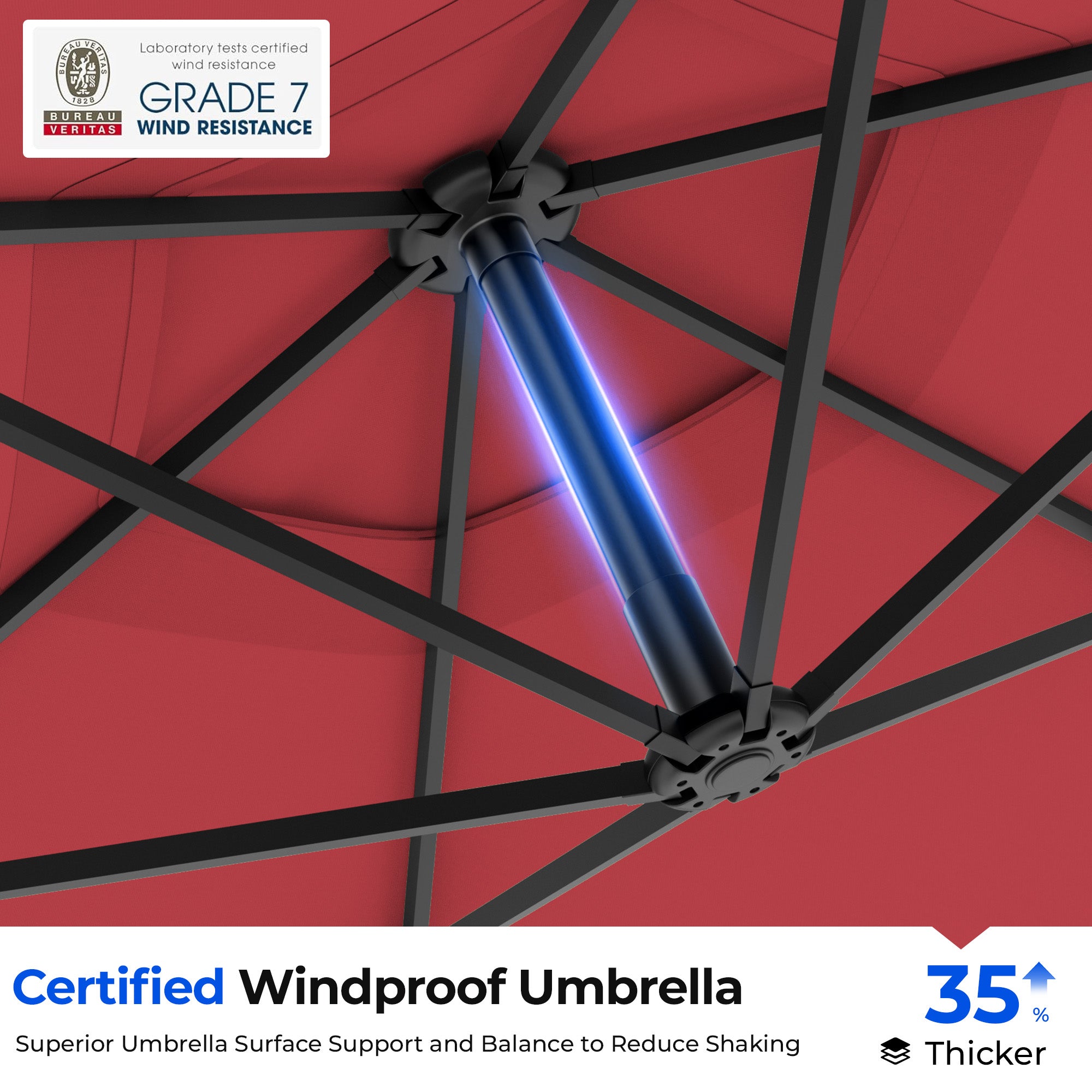 HY21LBD Cantilever Patio Umbrella with Base, Solar LED 10ft Outdoor Offset Umbrella