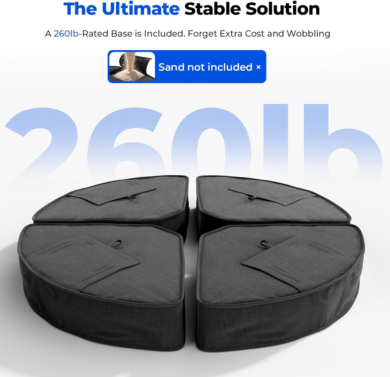 Cantilever Offset Patio Umbrella with Base 360° Rotation, 6 Tilt Positions