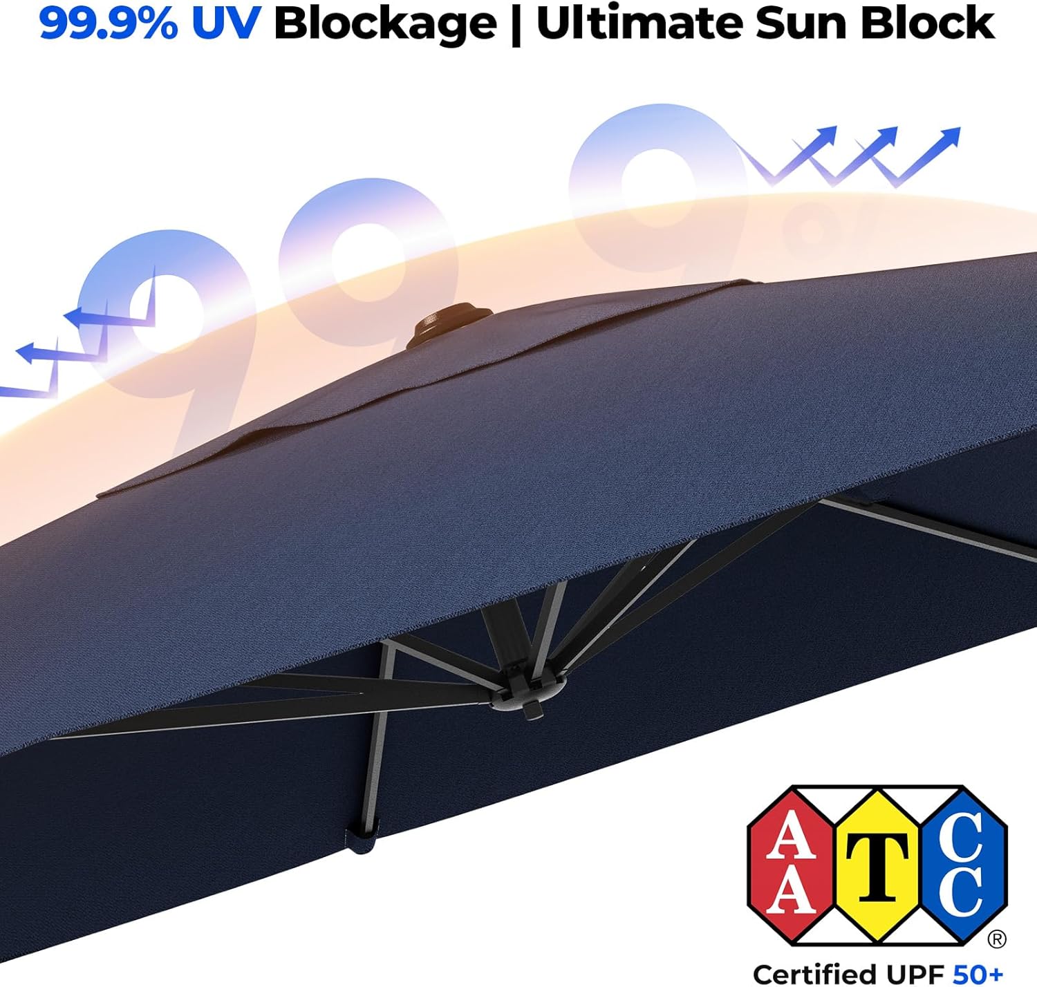 Cantilever Offset Patio Umbrella with Base 360° Rotation, 6 Tilt Positions