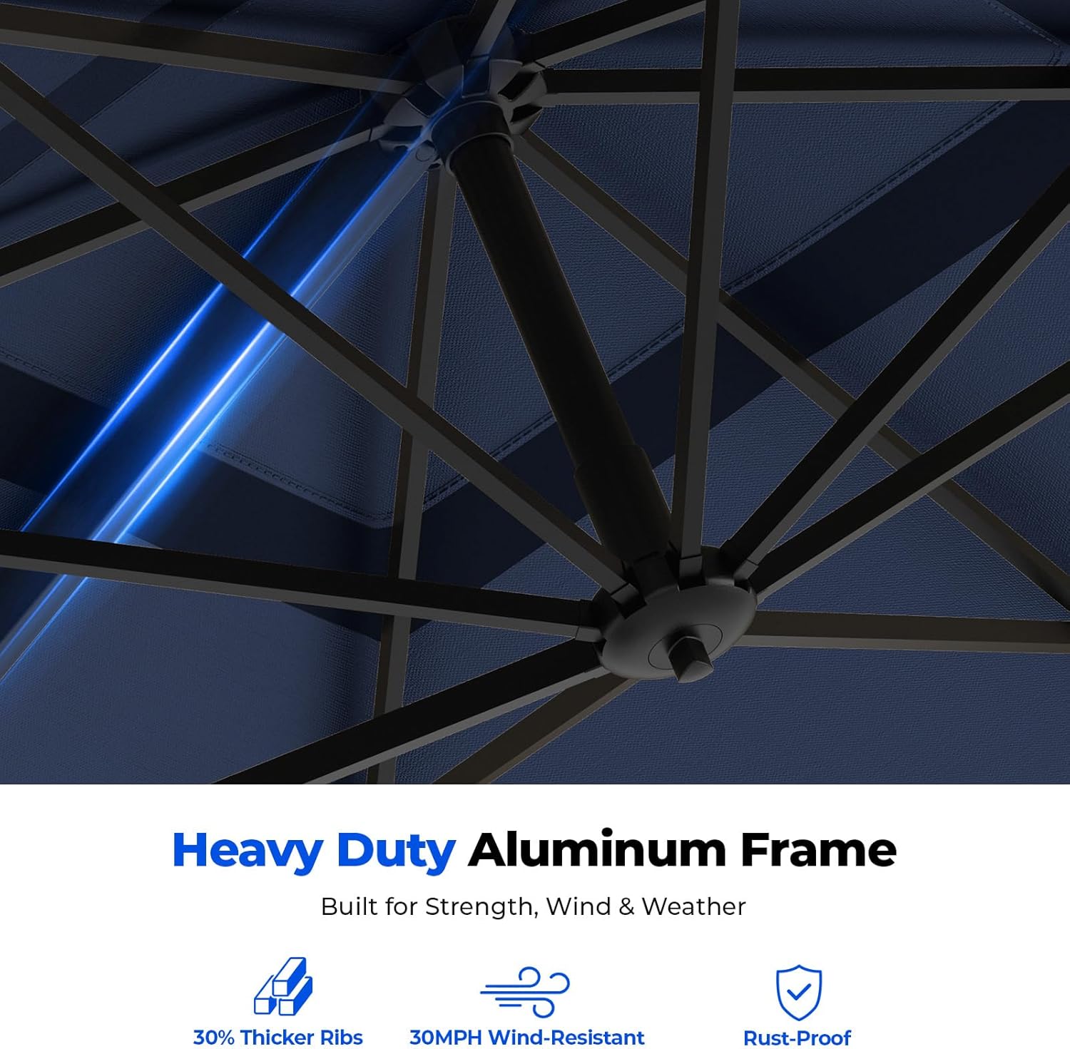 Cantilever Offset Patio Umbrella with Base 360° Rotation, 6 Tilt Positions
