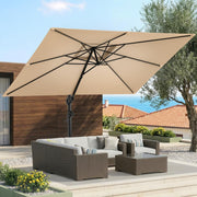 Cantilever Offset Patio Umbrella with Base 360° Rotation, 6 Tilt Positions