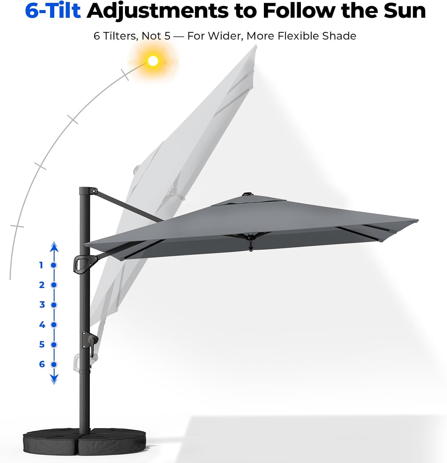 HY31MB Cantilever Patio Umbrella with Base, 360° Rotation Heavy Duty Aluminum Large Offset Umbrella