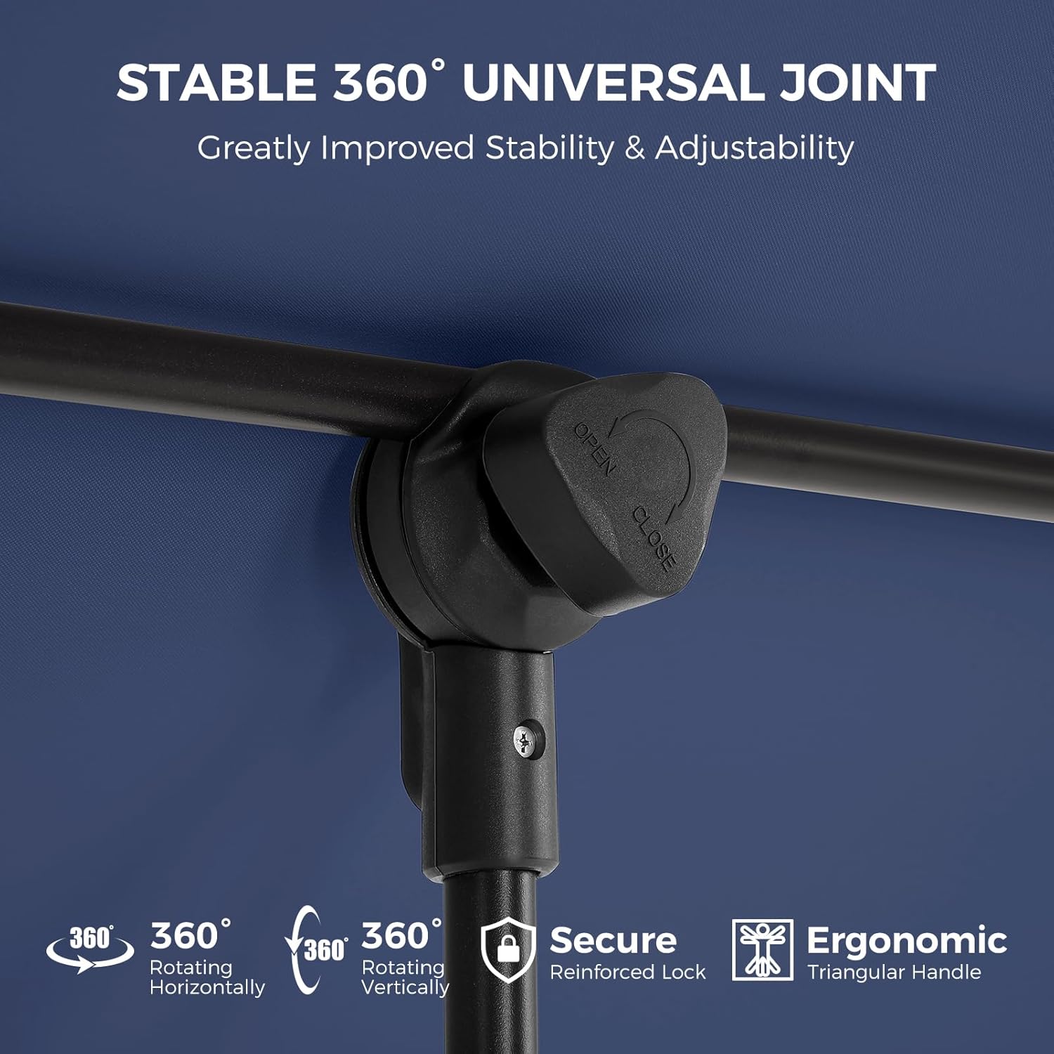 6x4 Feet Rectangular Balcony Patio Umbrella UPF50+ UV Protection with 360° Rotation & Tilt  (No Base)