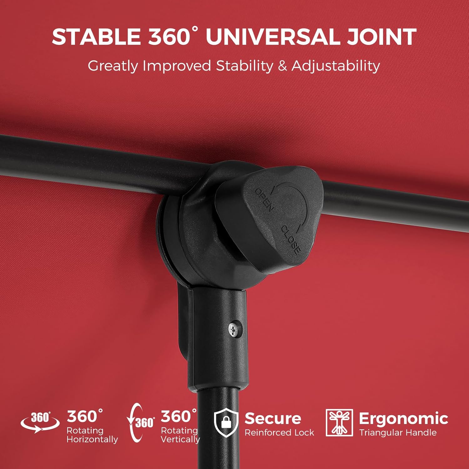 6x4 Feet Rectangular Balcony Patio Umbrella UPF50+ UV Protection with 360° Rotation & Tilt  (No Base)