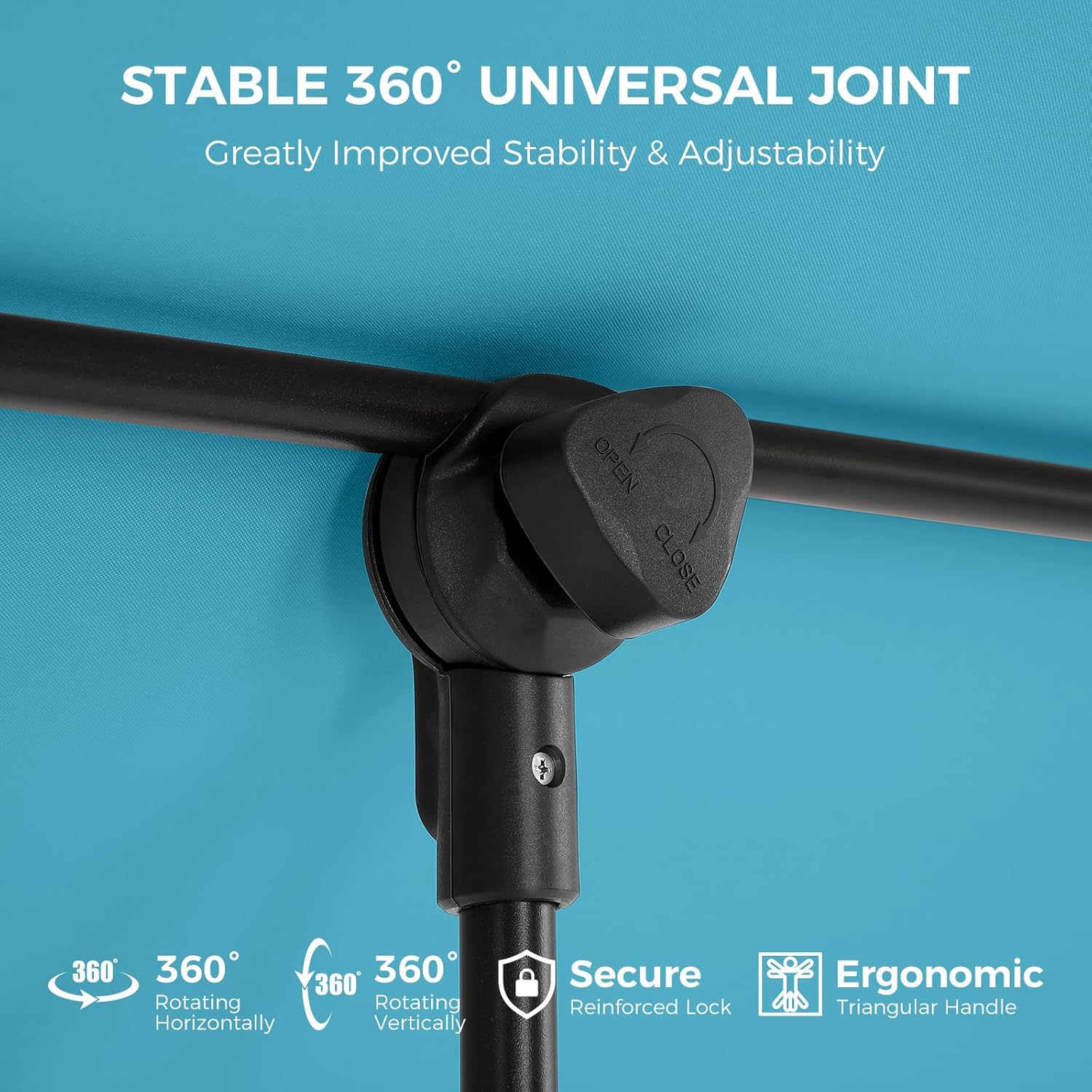 6x4 Feet Rectangular Balcony Patio Umbrella UPF50+ UV Protection with 360° Rotation & Tilt  (No Base)