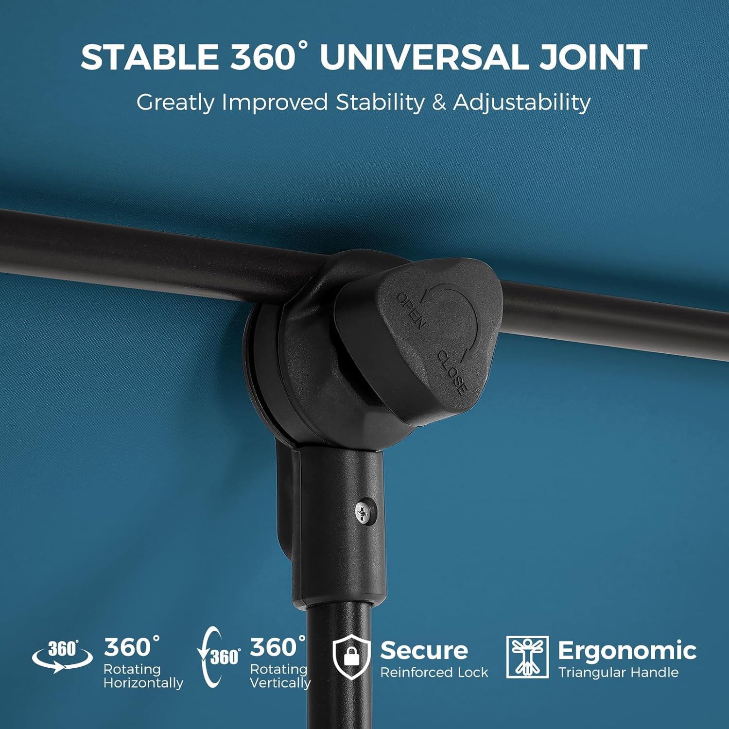 6x4 Feet Rectangular Balcony Patio Umbrella UPF50+ UV Protection with 360° Rotation & Tilt  (No Base)
