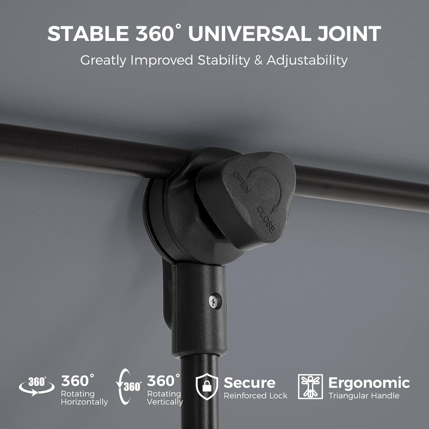 6x4 Feet Rectangular Balcony Patio Umbrella UPF50+ UV Protection with 360° Rotation & Tilt  (No Base)