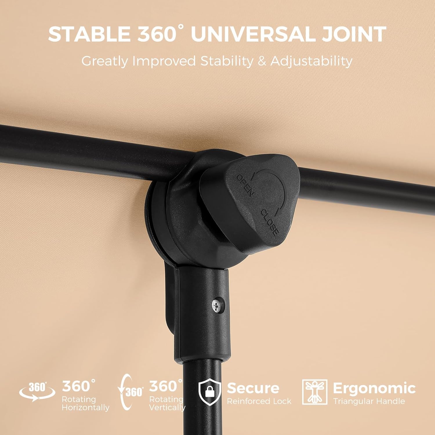 6x4 Feet Rectangular Balcony Patio Umbrella UPF50+ UV Protection with 360° Rotation & Tilt  (No Base)