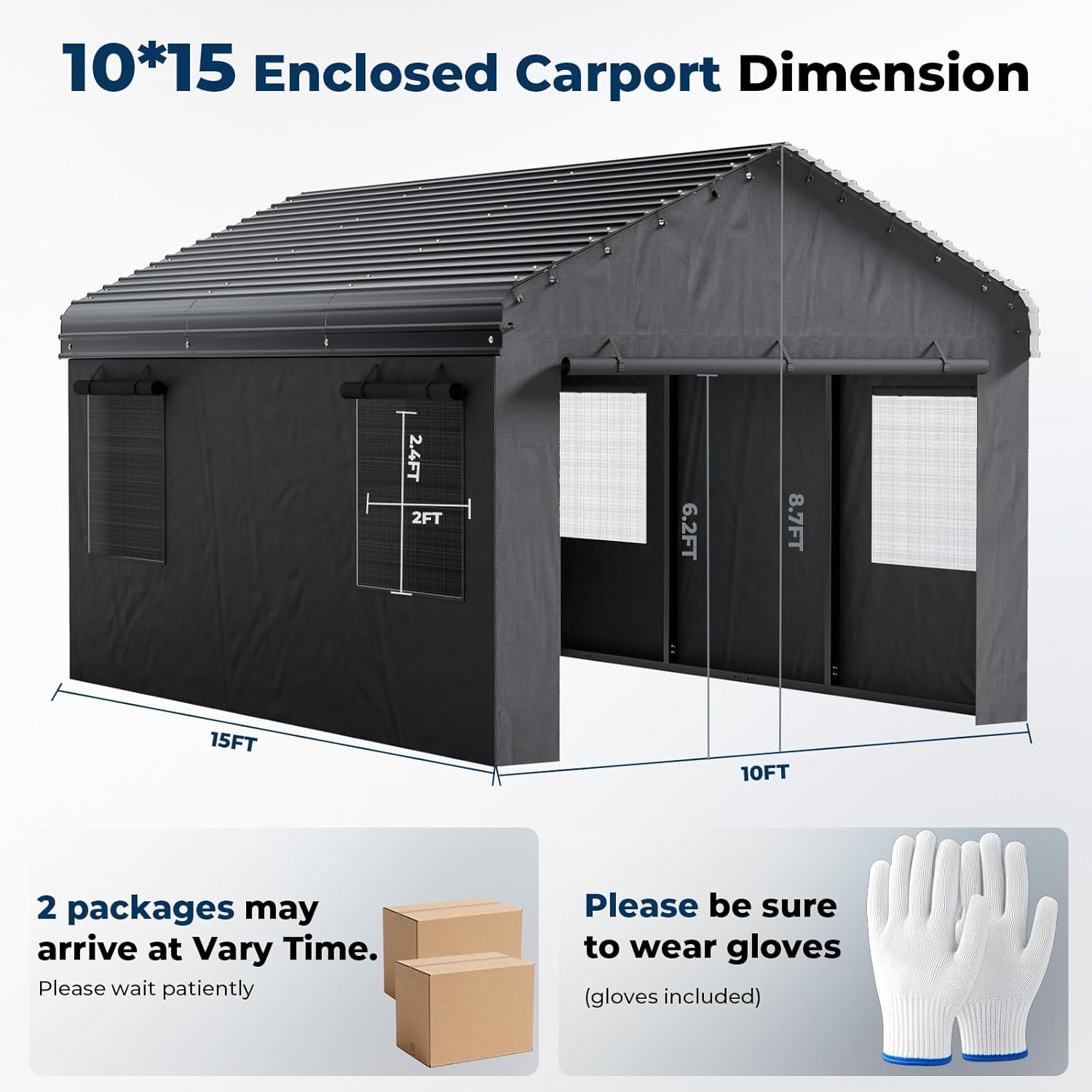 OT01 Heavy Duty Metal Carport, Galvanized Steel Roof Car Port Garage