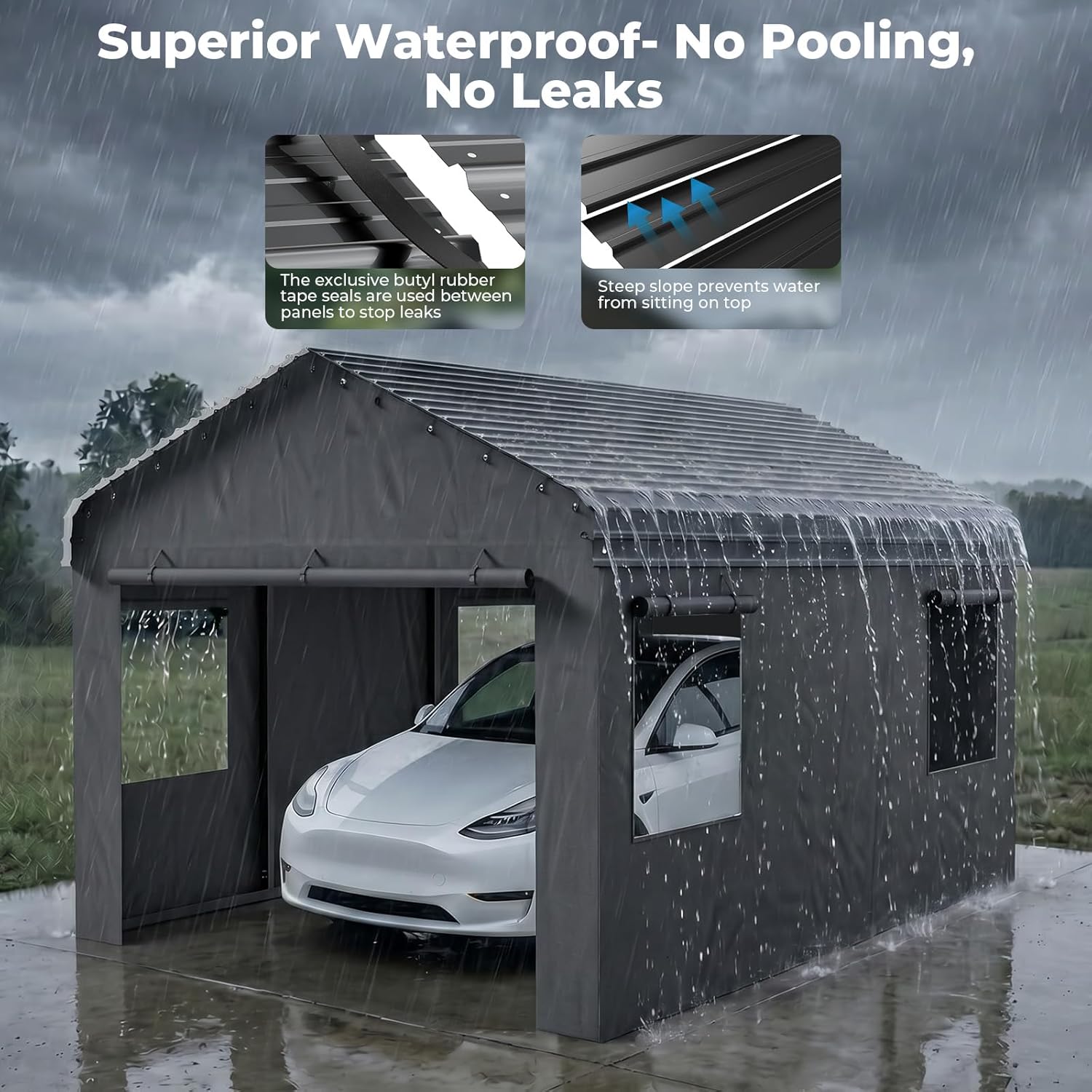 OT01 Heavy Duty Metal Carport, Galvanized Steel Roof Car Port Garage