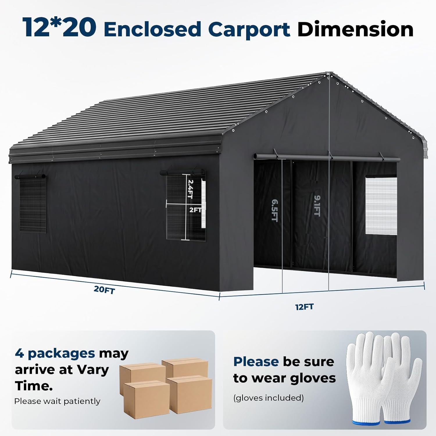 OT01 Heavy Duty Metal Carport, Galvanized Steel Roof Car Port Garage