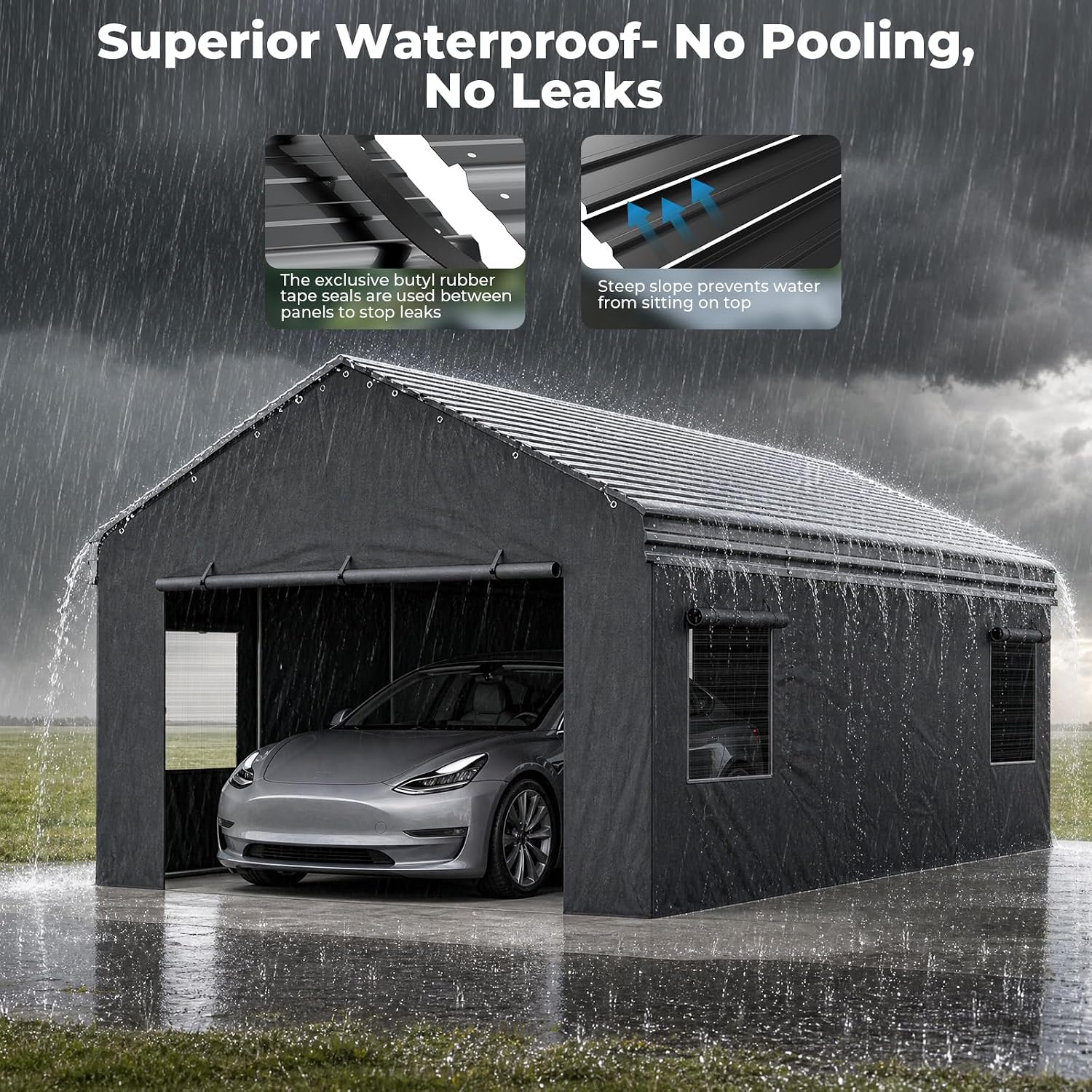 OT01 Heavy Duty Metal Carport, Galvanized Steel Roof Car Port Garage