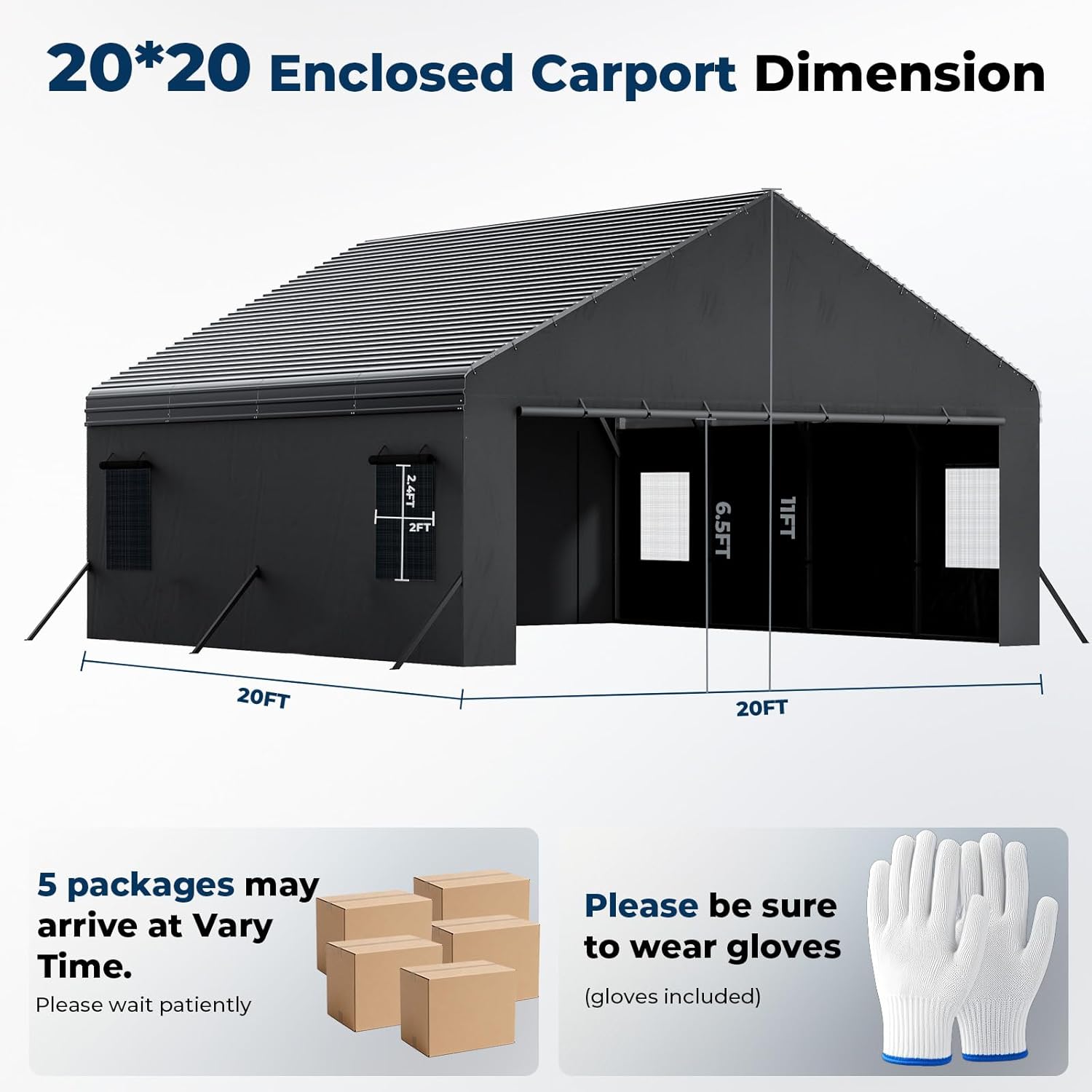 OT01 Heavy Duty Metal Carport, Galvanized Steel Roof Car Port Garage