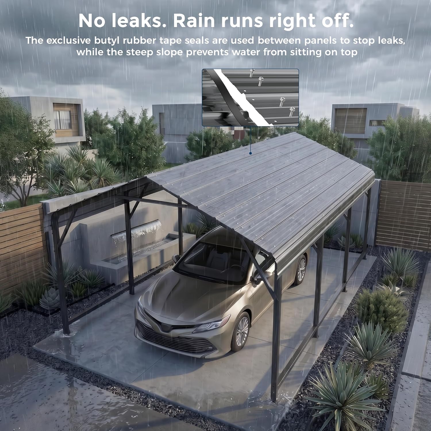 OT01 Heavy Duty Metal Carport, Galvanized Steel Roof Car Port Garage