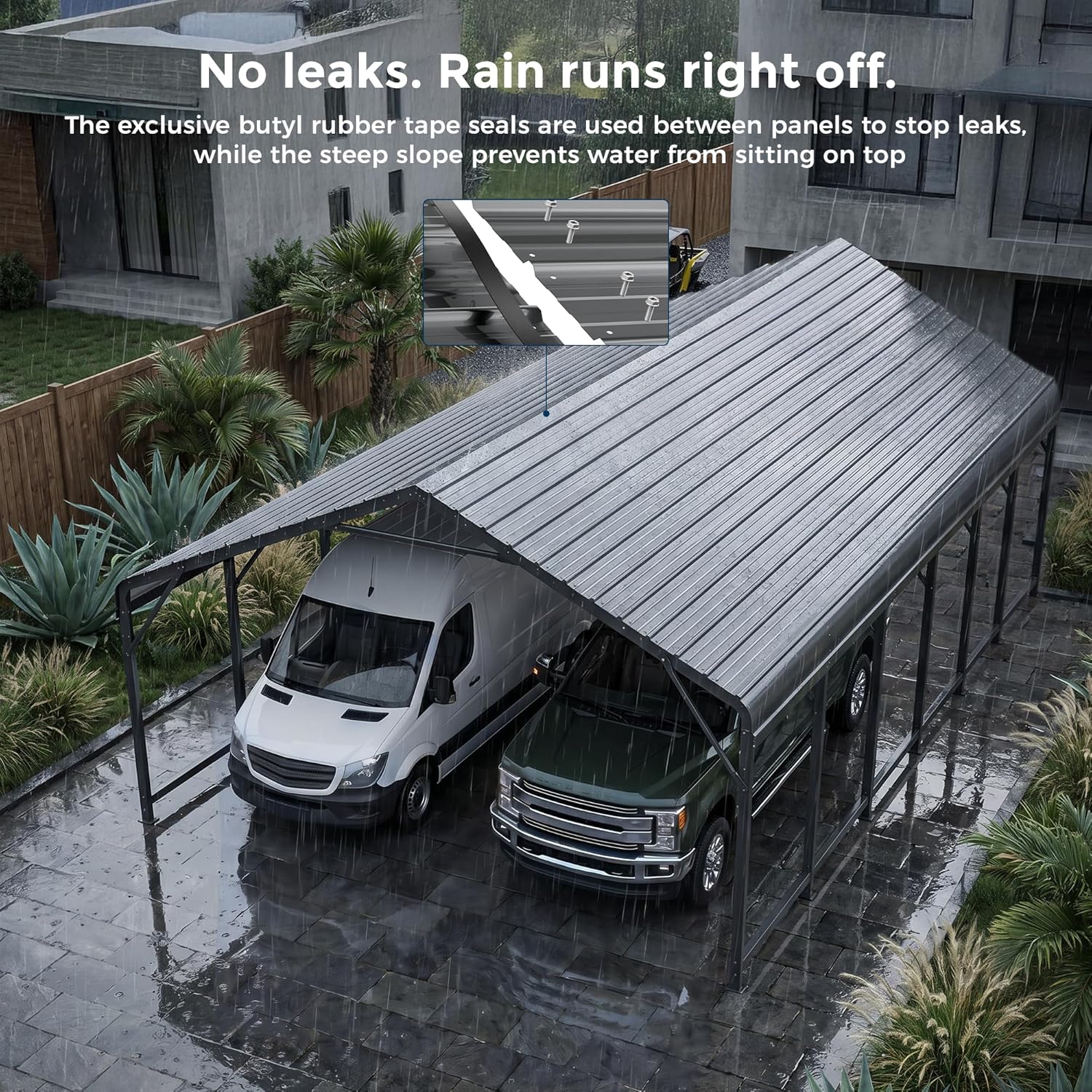 OT01 Heavy Duty Metal Carport, Galvanized Steel Roof Car Port Garage