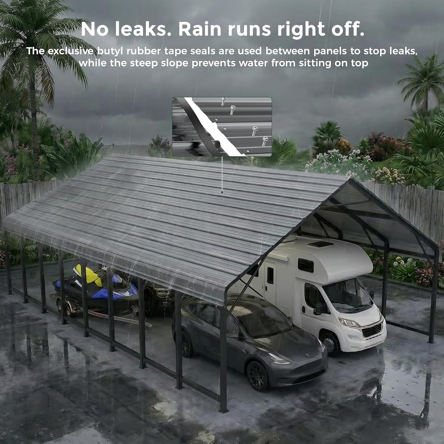 OT01 Heavy Duty Metal Carport, Galvanized Steel Roof Car Port Garage