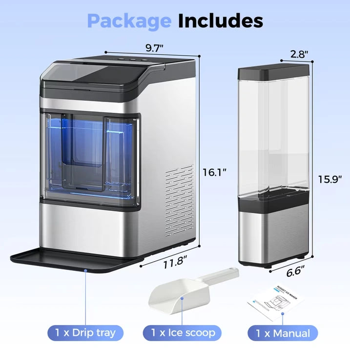 Ice Maker Countertop, Nugget Ice in 6 Mins, 44LBS/Day Chewable Ice Machine with Self-Cleaning, Large Water Tank for Home, Kitchen, Party, Camping
