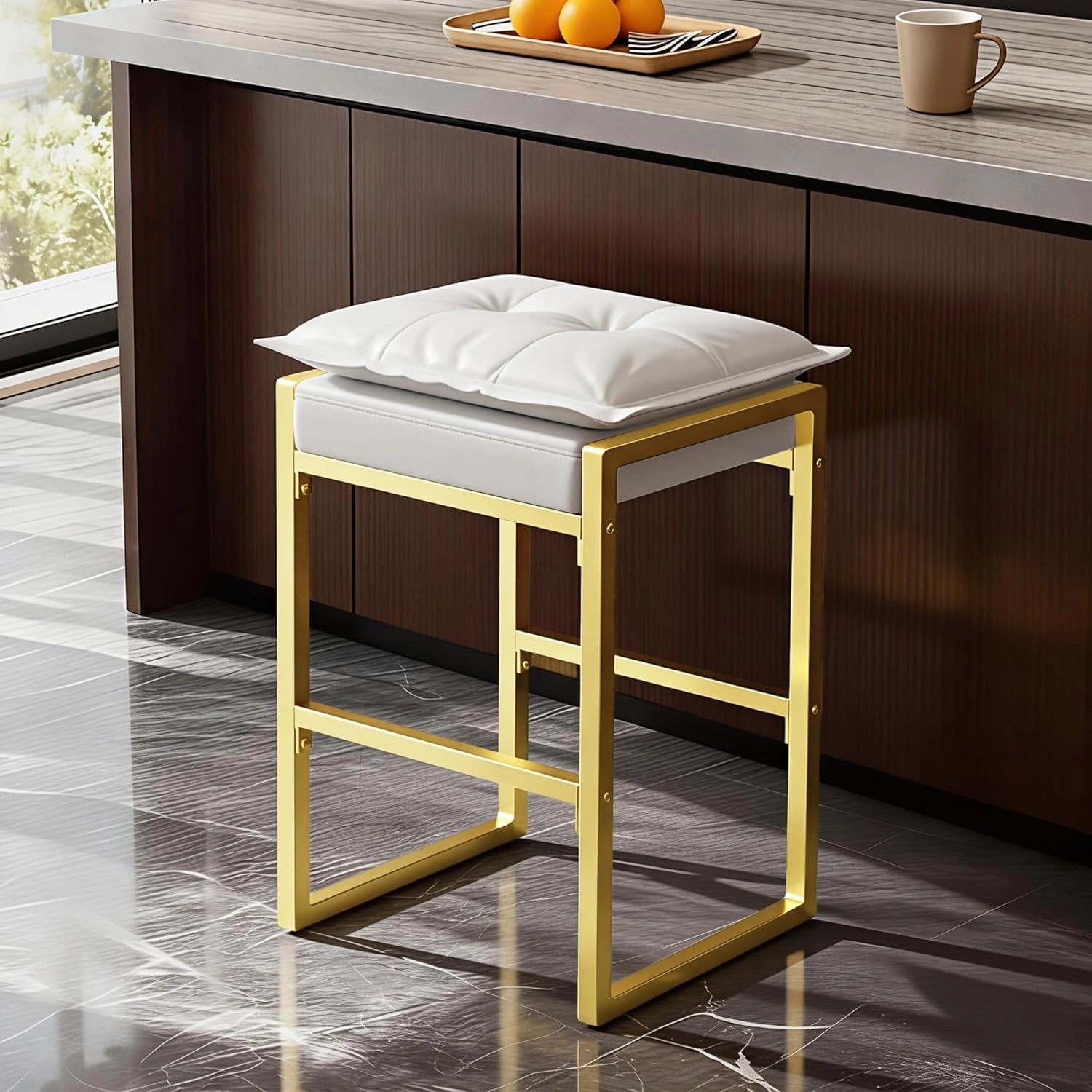 Modern Counter-Height Bar Stools with Double-Layer Cloud Cushions