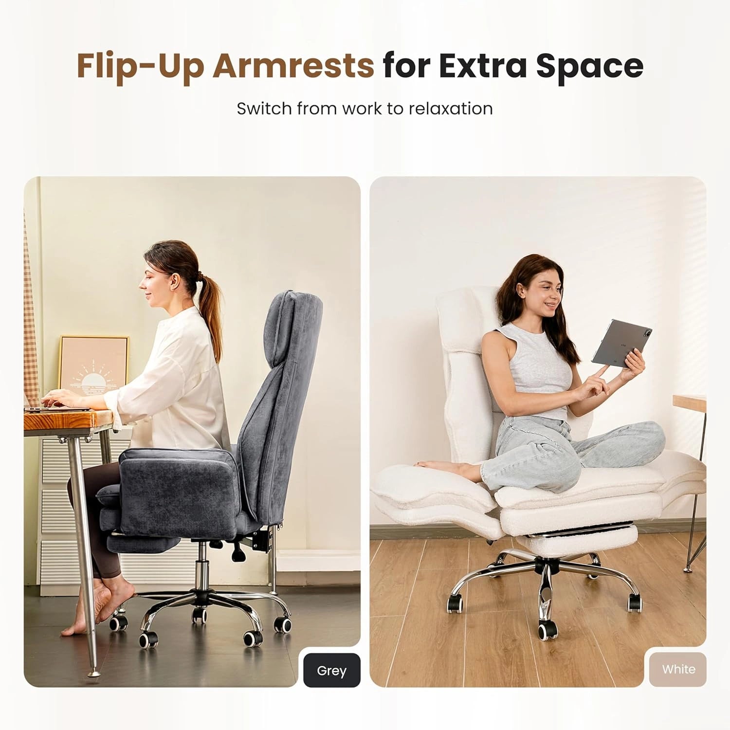 Big and Tall Office Chair with Flip-Up Armrests