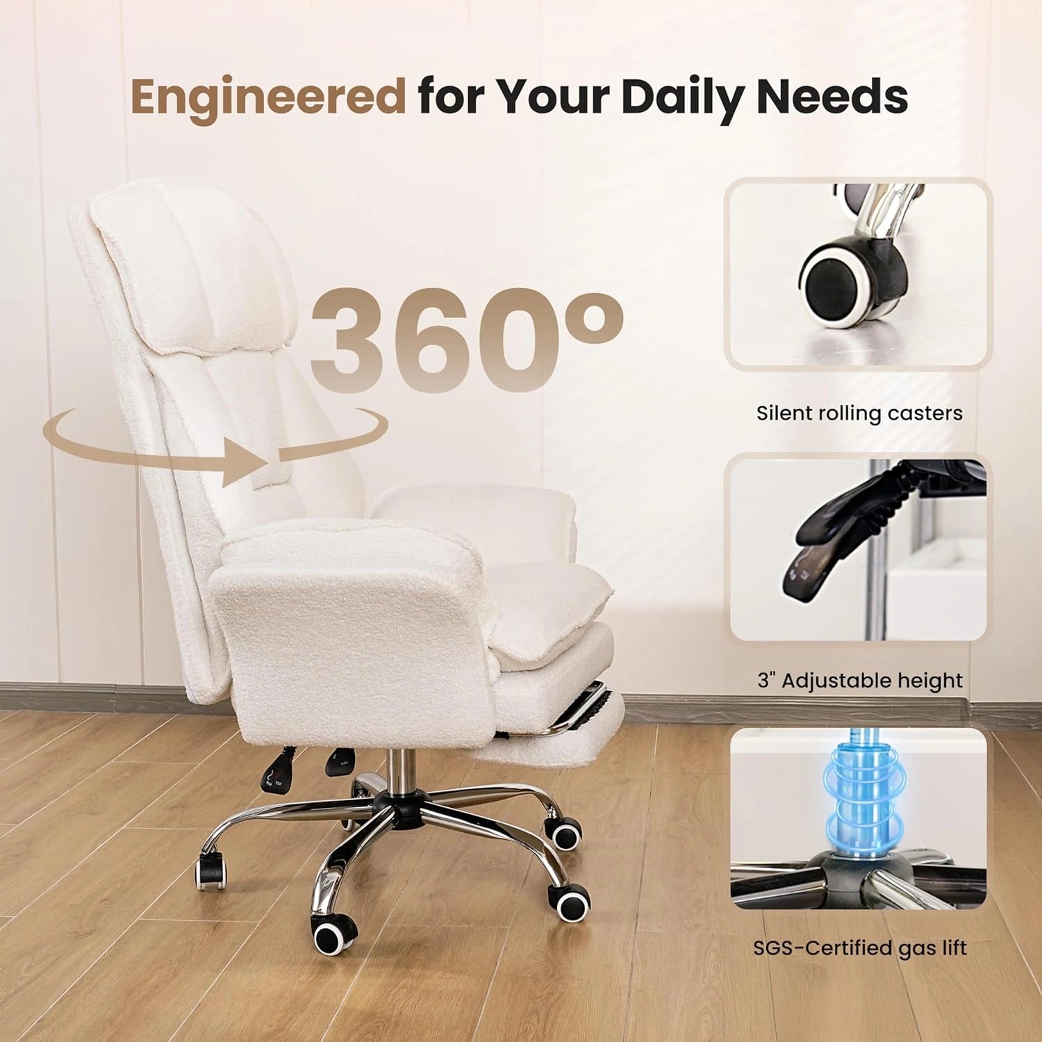 Big and Tall Office Chair with Flip-Up Armrests