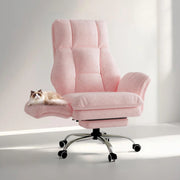LBGYZ01 Big and Tall Office Chair, Flip-Armrest Teddy Fleece Desk Chair,Pink/White