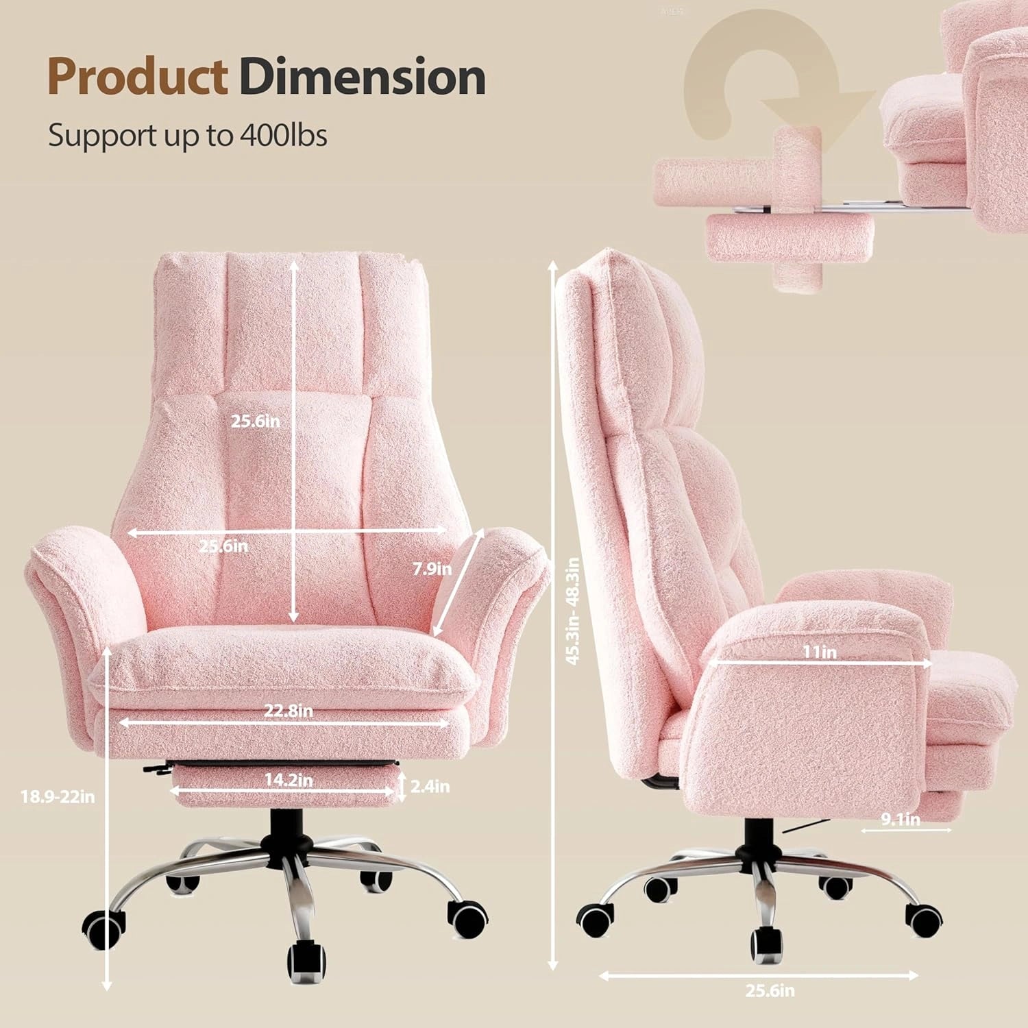 Big and Tall Office Chair with Flip-Up Armrests