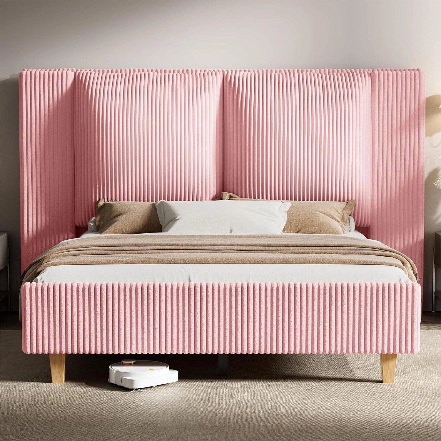 Upholstered Bed Frame with 51" Tall Headboard