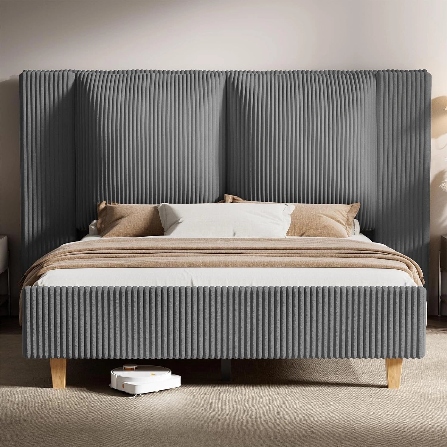 Upholstered Bed Frame with 51" Tall Headboard