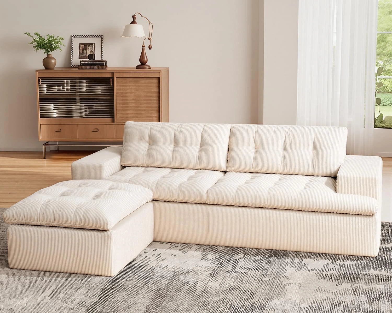 85 Inch L-Shaped Cloud Sectional Boneless Sofa