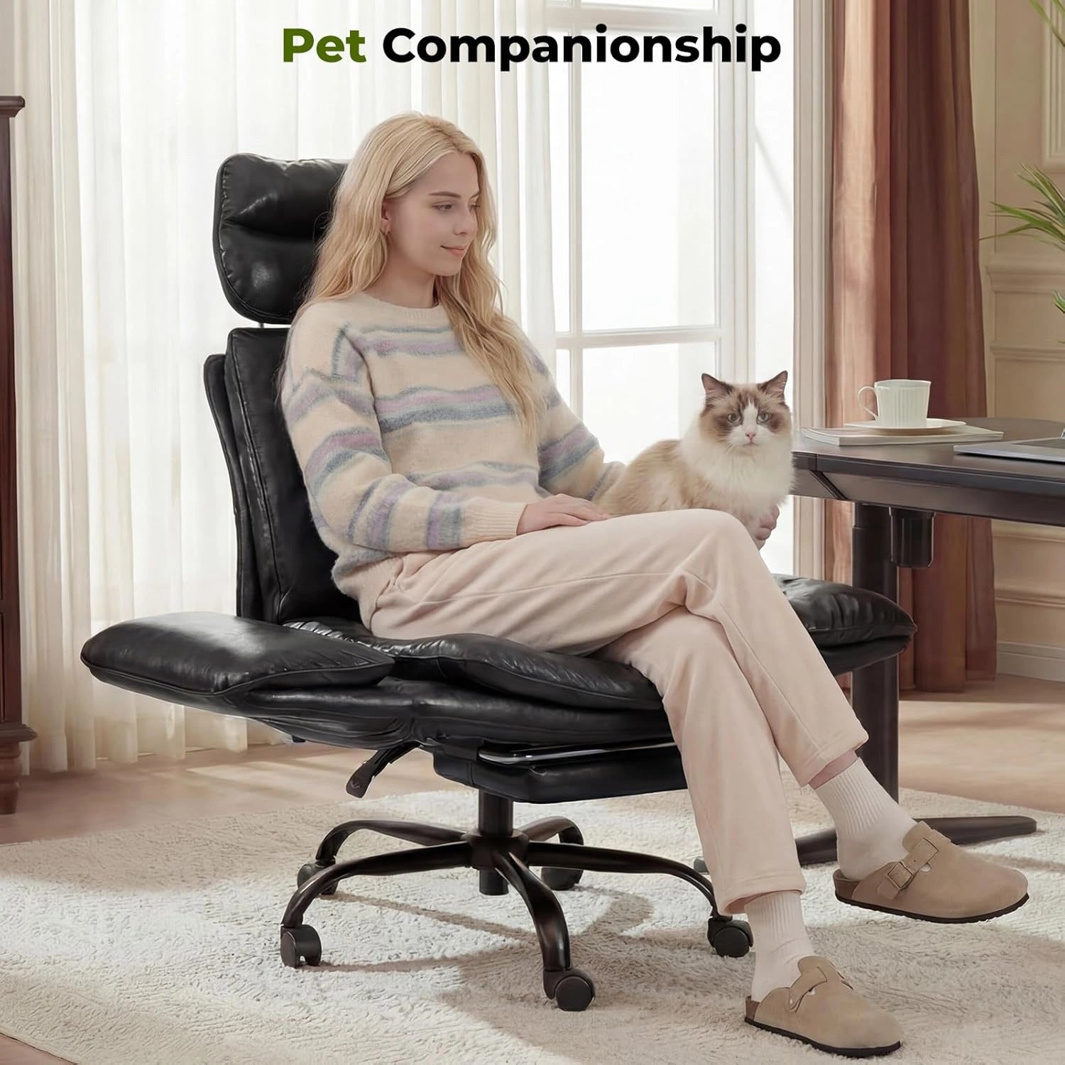 Big and Tall Office Chair with Armrests & Footrest