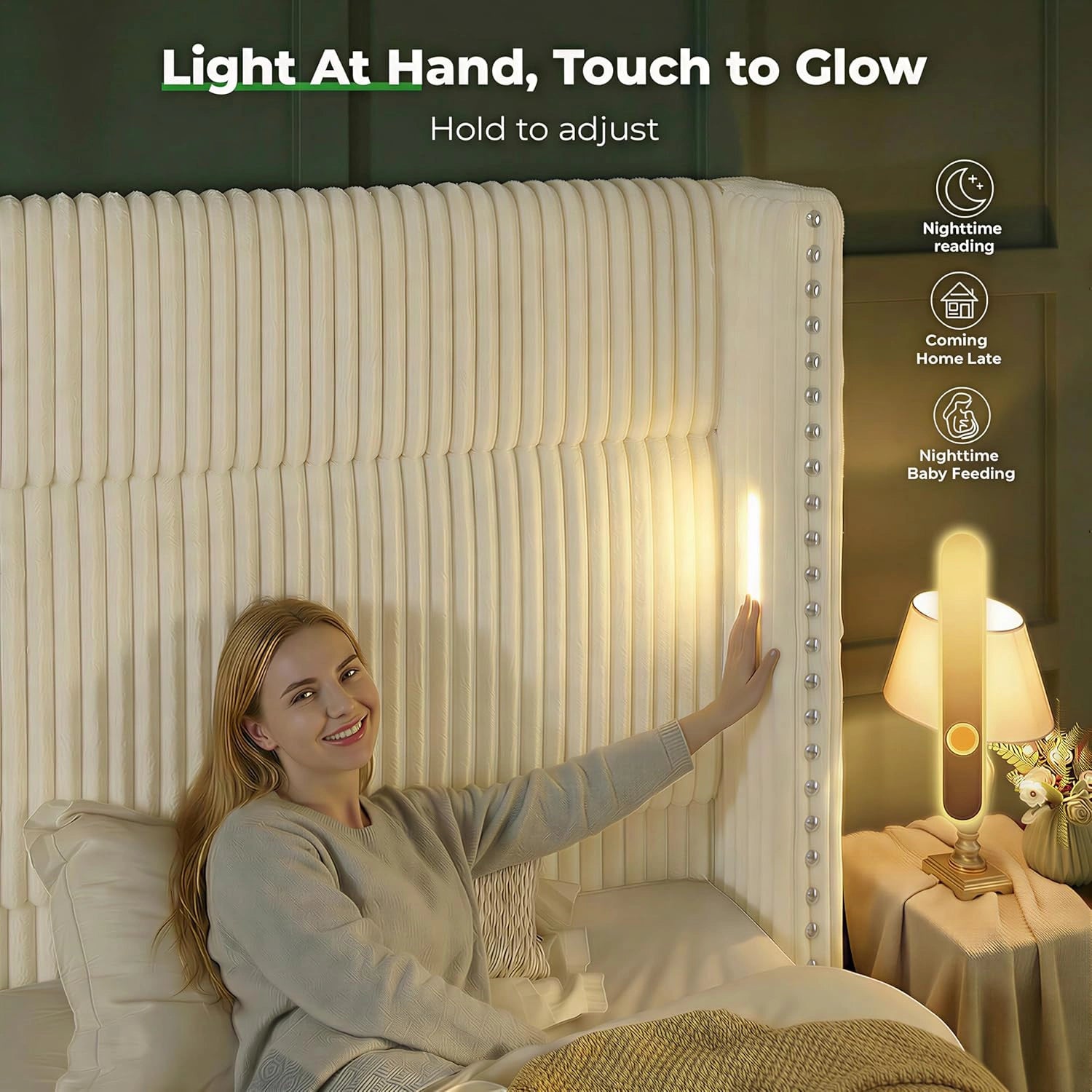 Bed Frame with 56.7" Tall Headboard & Reading Lights