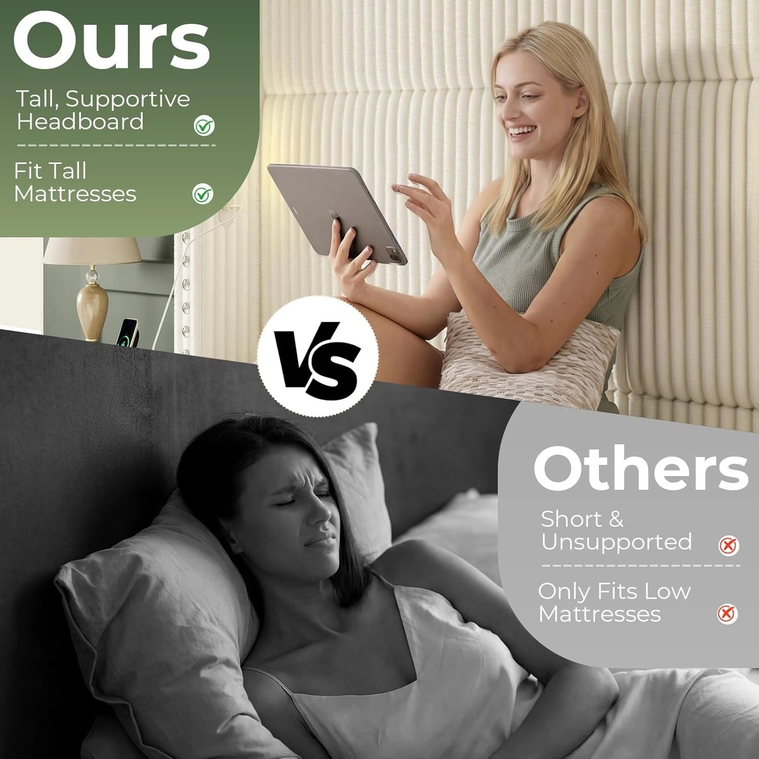 Bed Frame with 56.7" Tall Headboard & Reading Lights