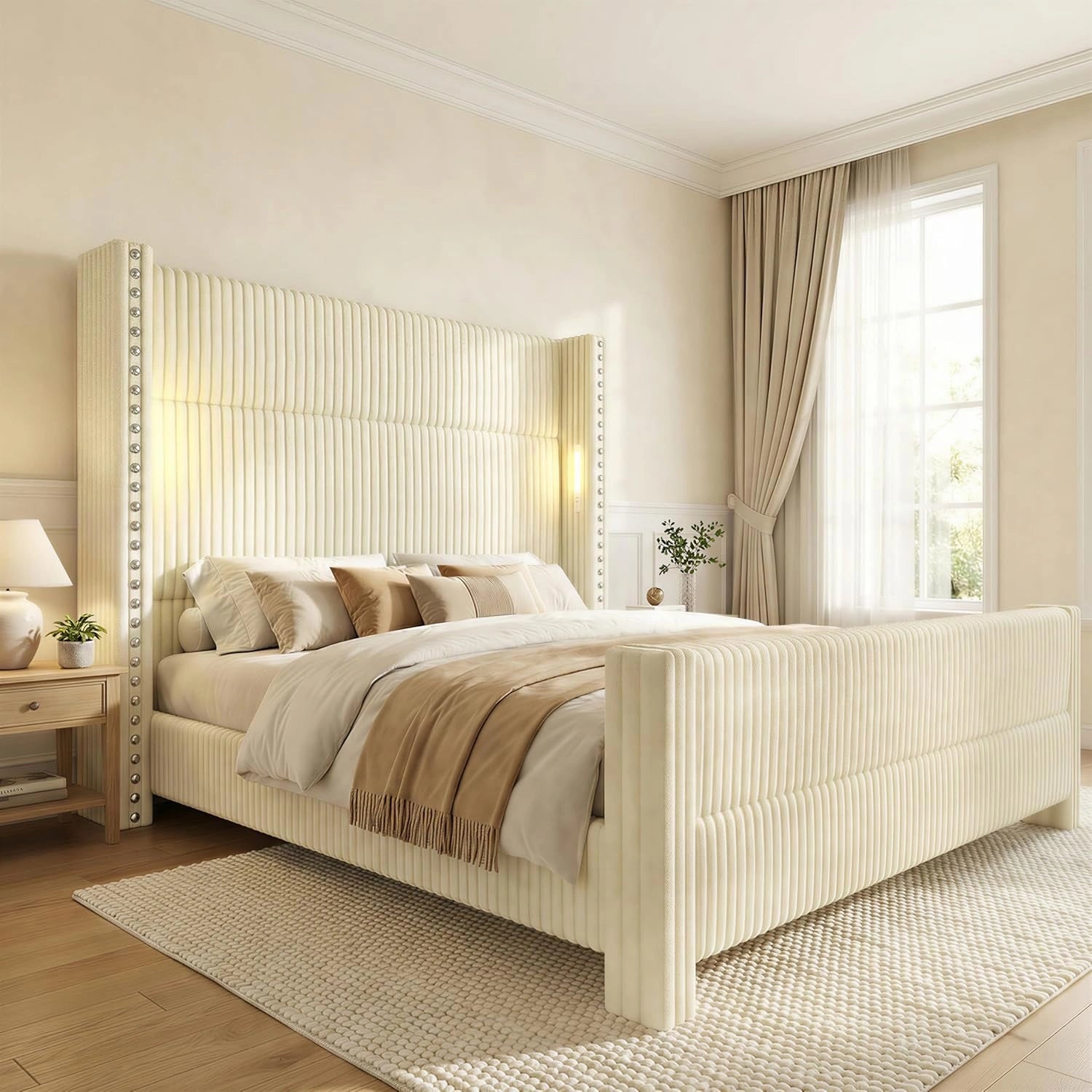 Bed Frame with 56.7" Tall Headboard & Reading Lights