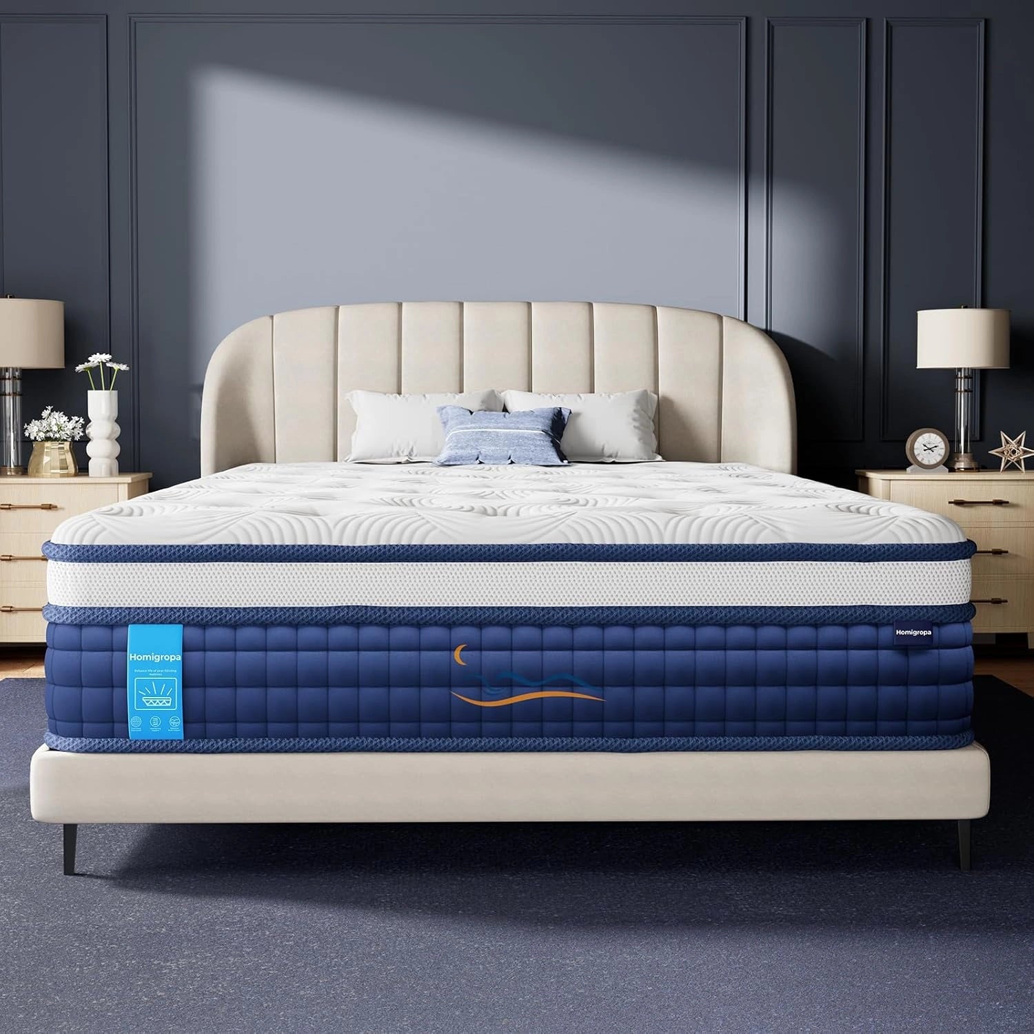 Cooling Hybrid Mattress with Gel Memory Foam and Pocket Coils (14")
