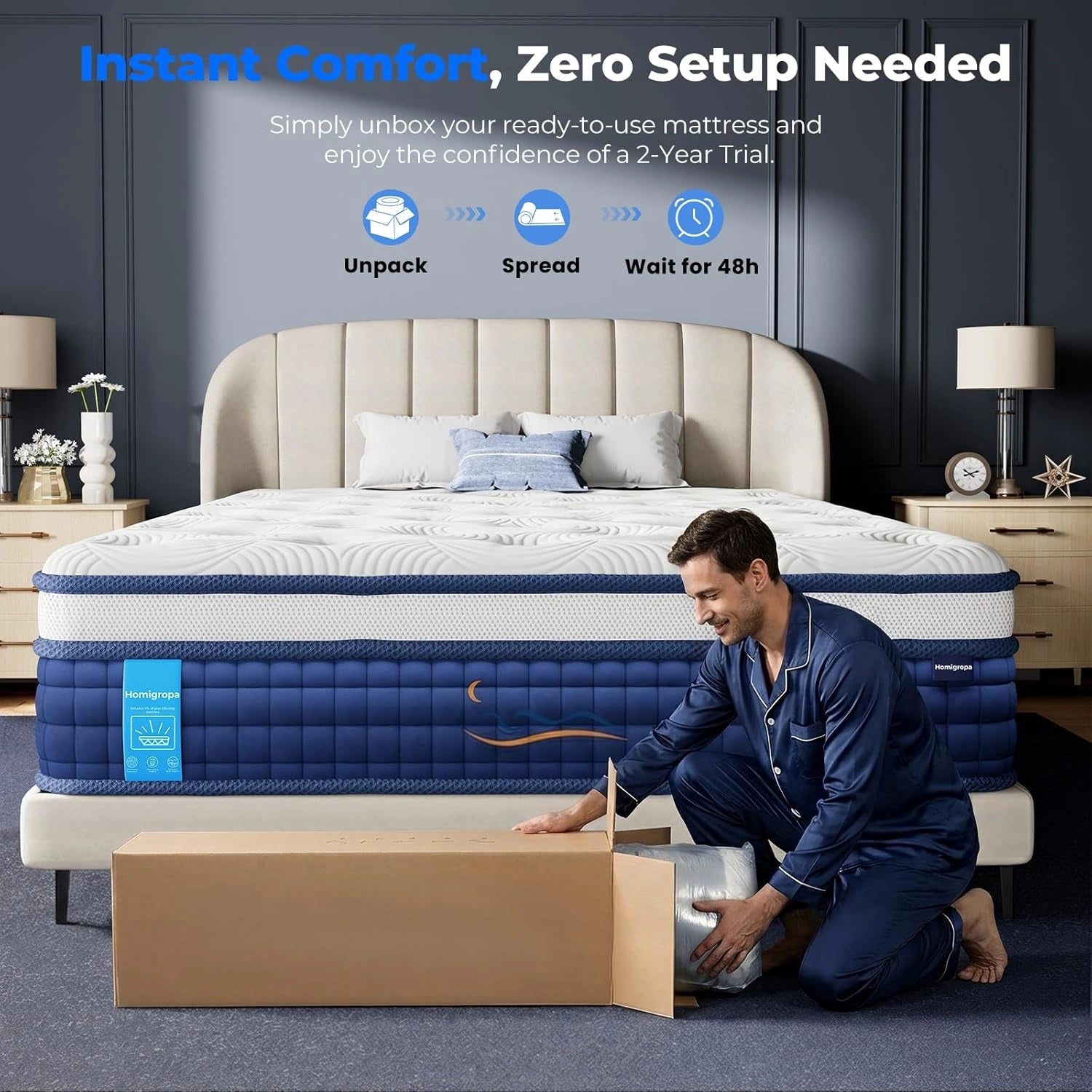 Cooling Hybrid Mattress with Gel Memory Foam and Pocket Coils (14")
