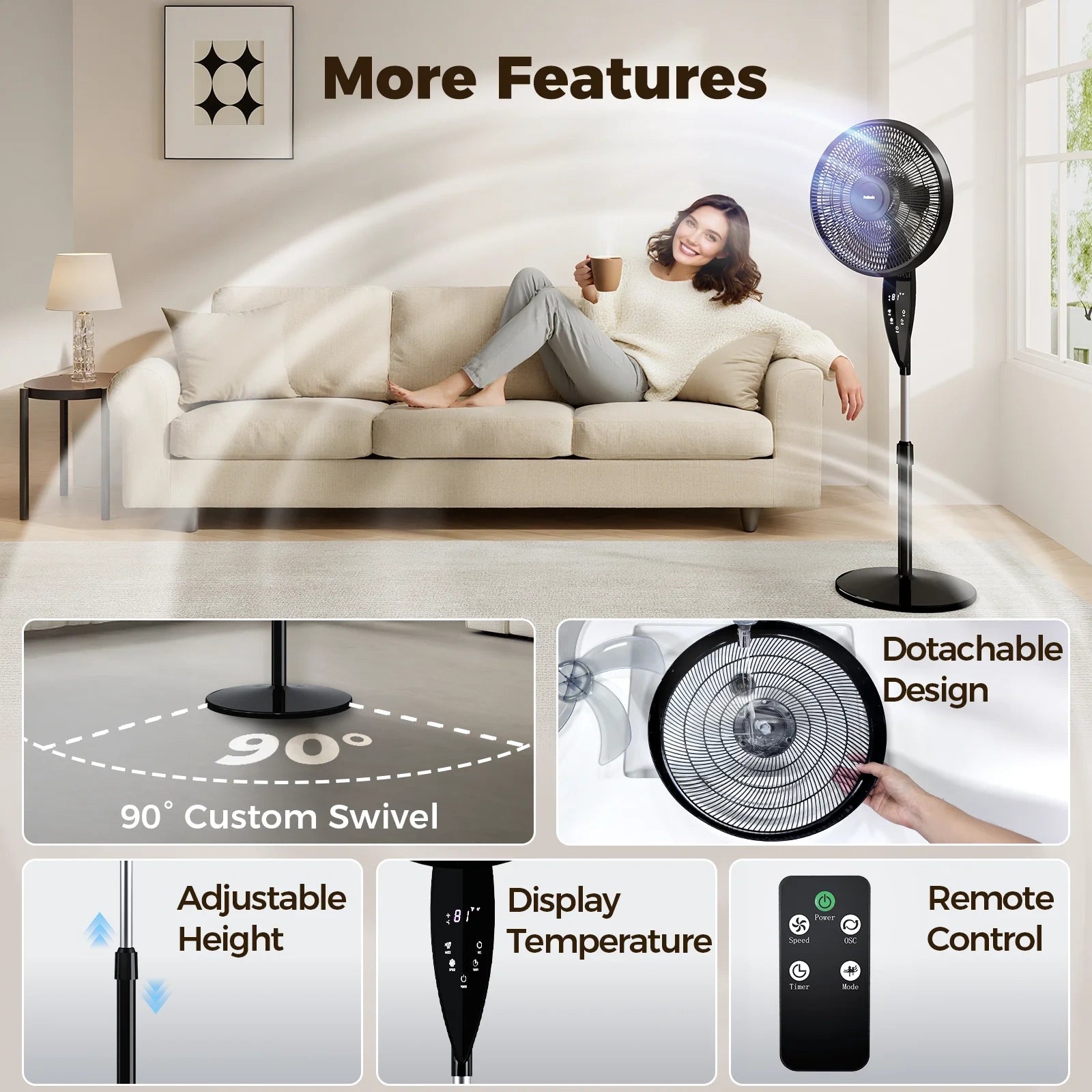 16 Inch Oscillating Pedestal Fan with Ultra-High 3-Speed