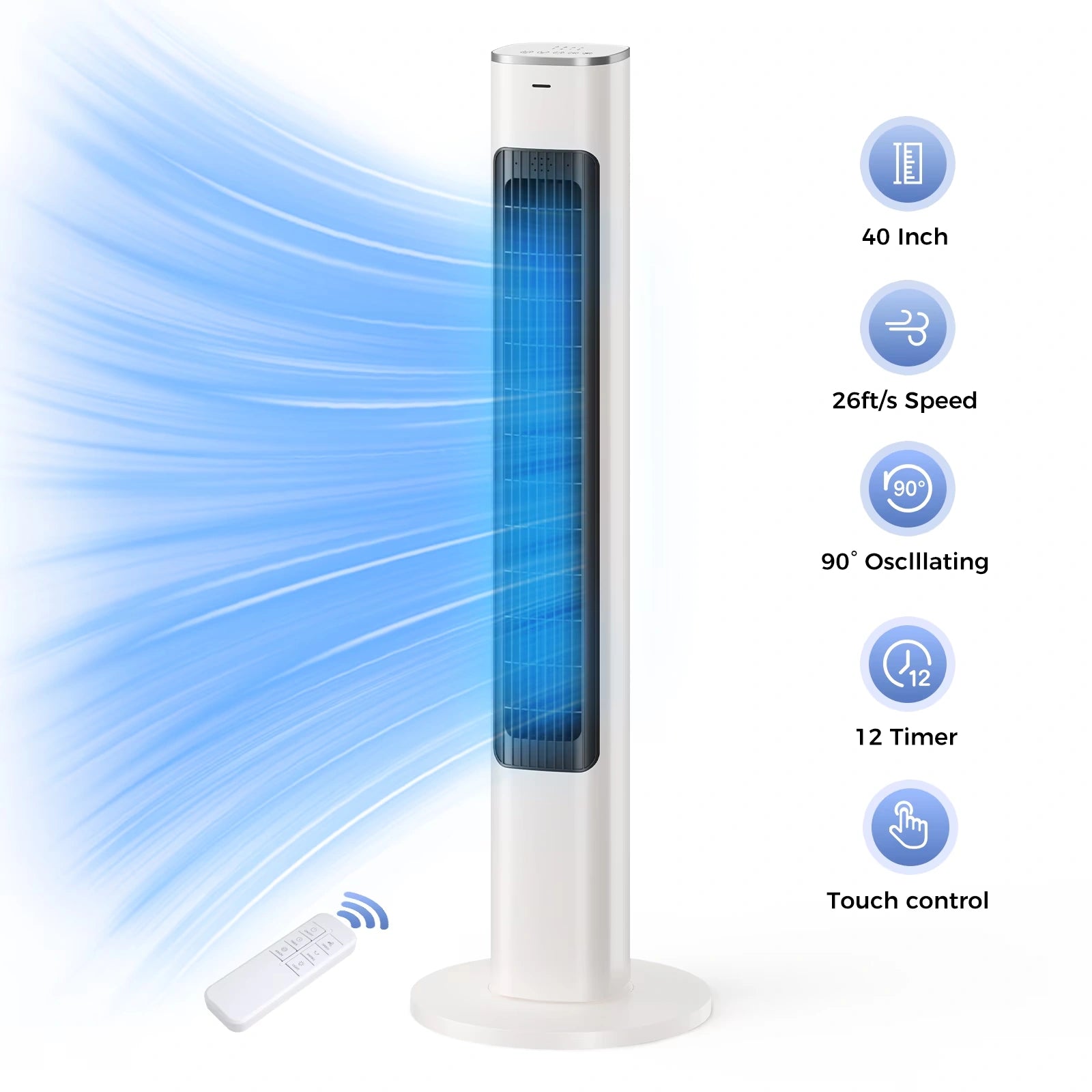 40 Inch 90° Oscillating Cooling Fans with 4 Speeds