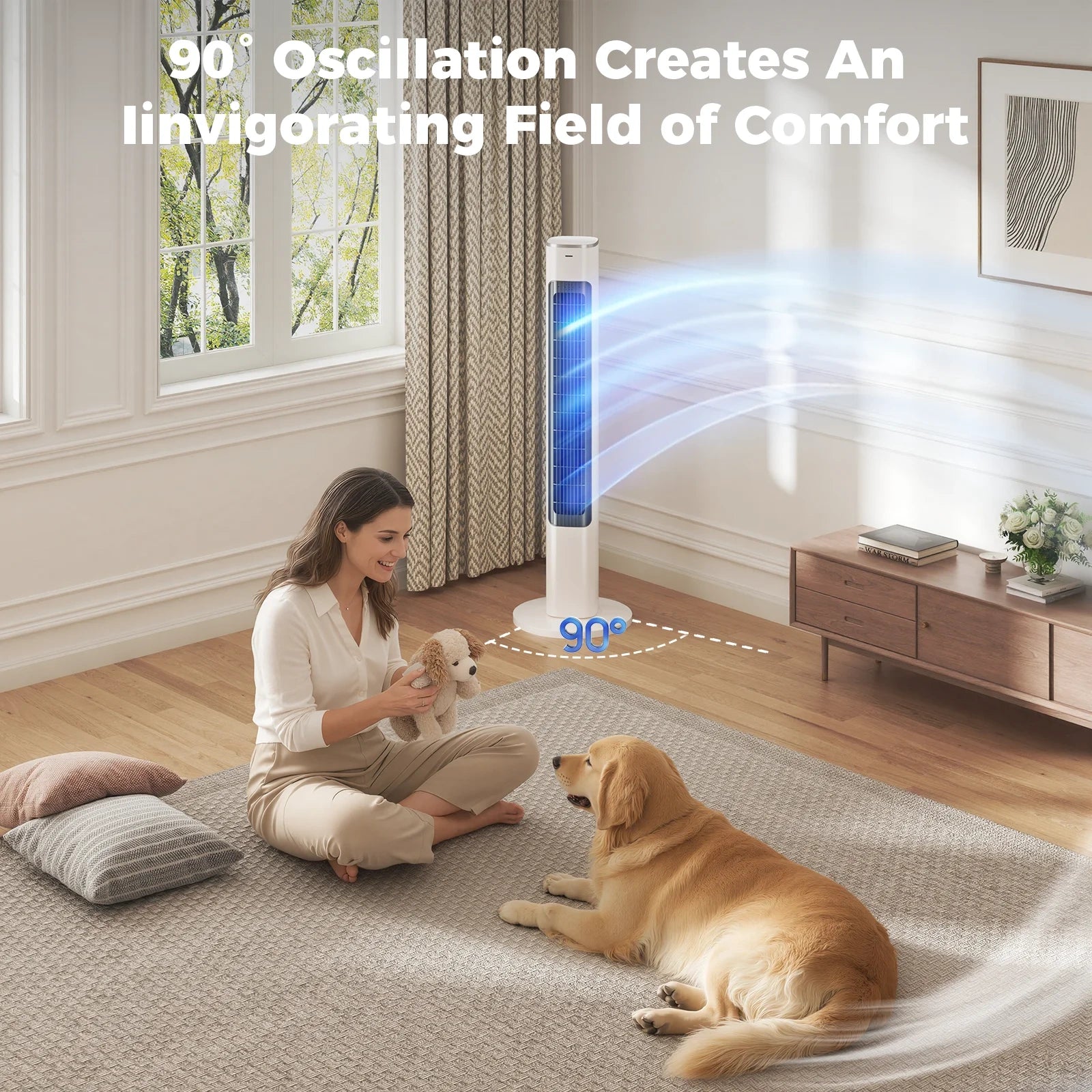 40 Inch 90° Oscillating Cooling Fans with 4 Speeds