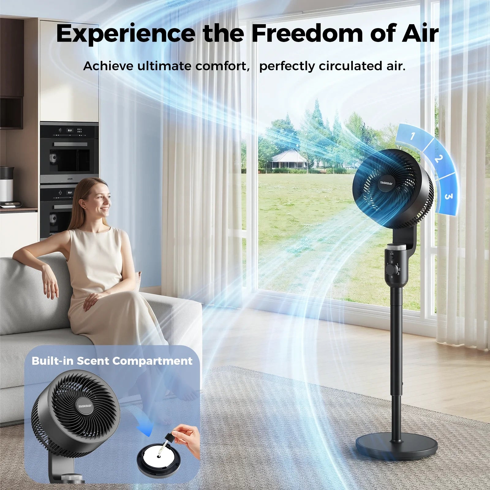 12 Inch 120°+90° Omni-Directional Oscillating Fan