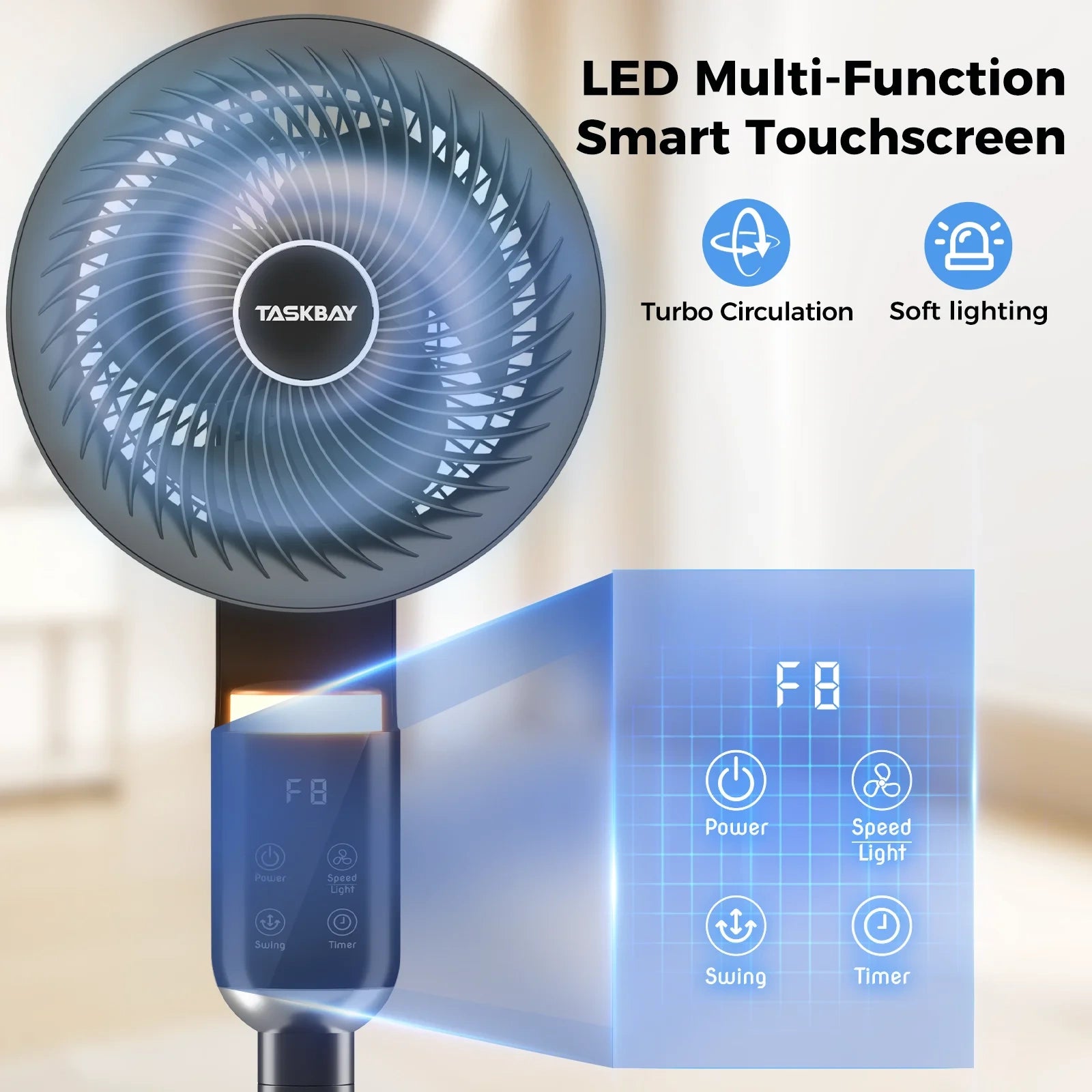 12 Inch Pedestal Fan with Remote & RGB Light